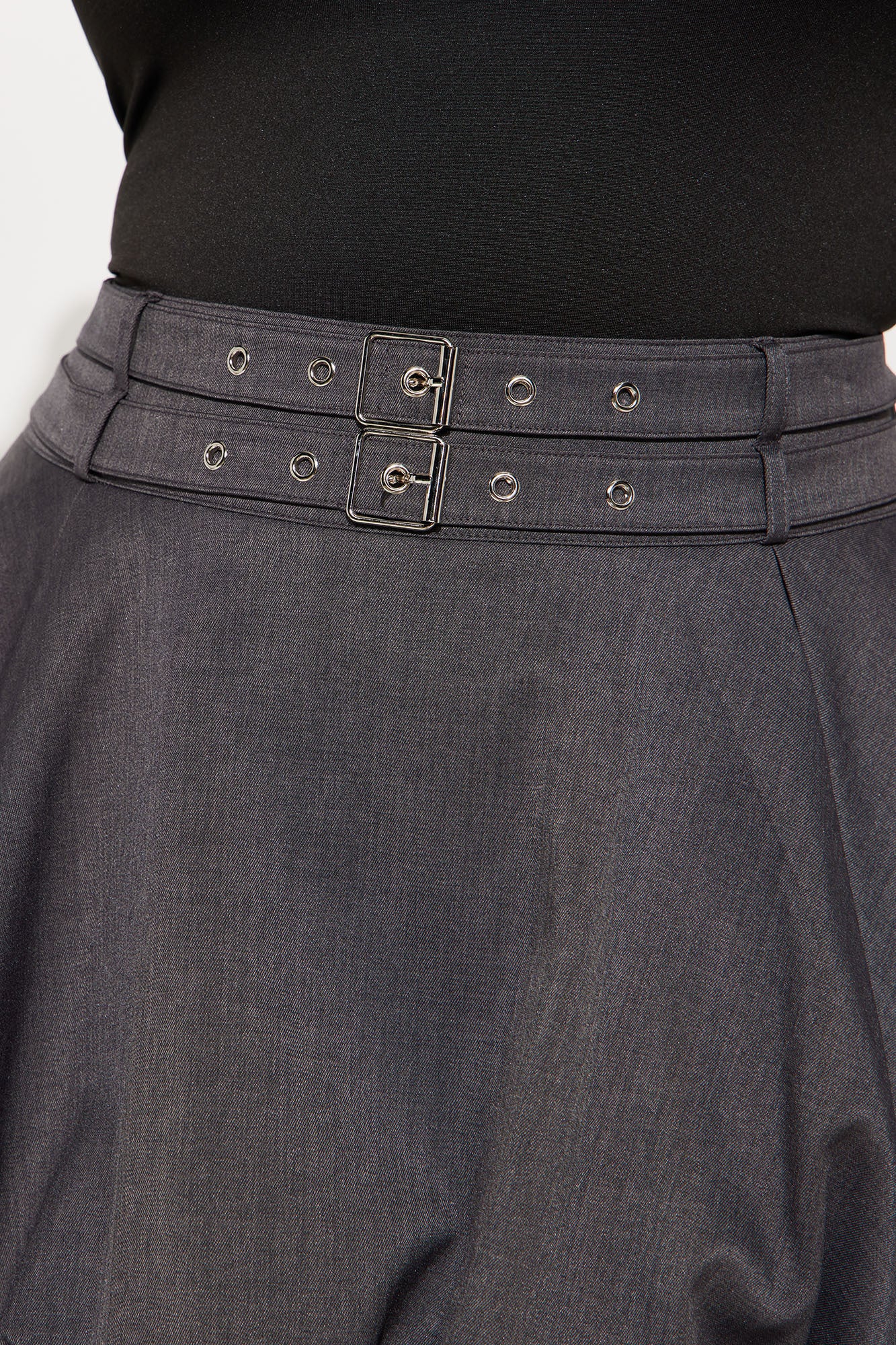 Katie Belted Bubble Mini Skirt - Charcoal - Image 8