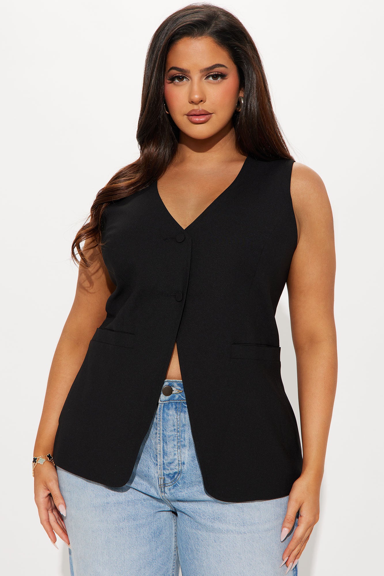 Aida Vest Top - Black - Image 4