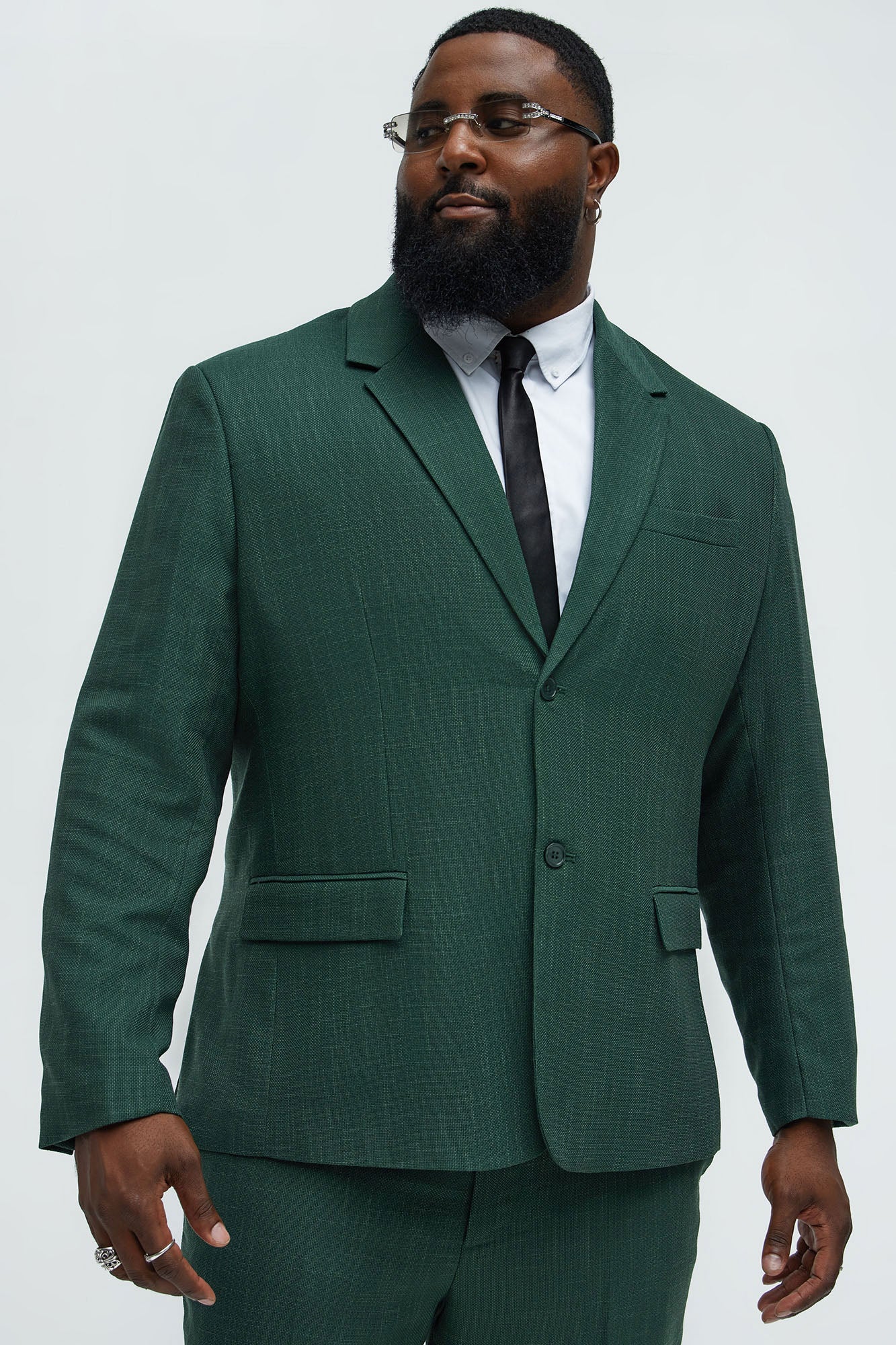 Shepton Solid Texture Blazer - Green - Image 5