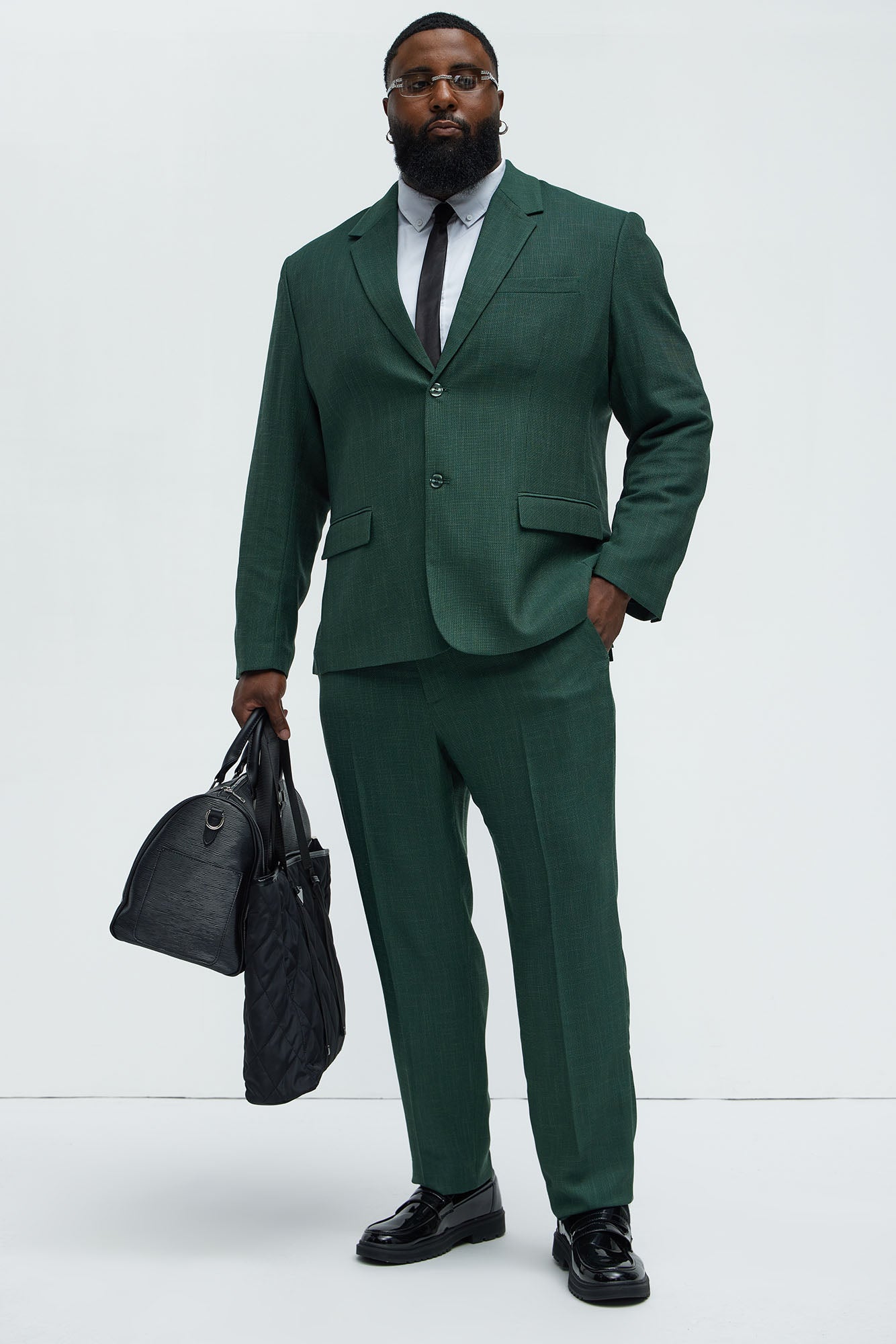 Shepton Solid Texture Slim Trousers - Green - Image 6
