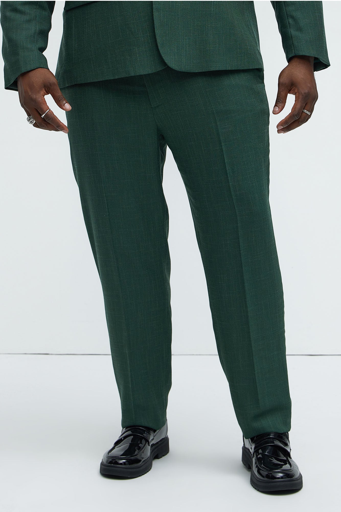 Shepton Solid Texture Slim Trousers - Green - Image 8