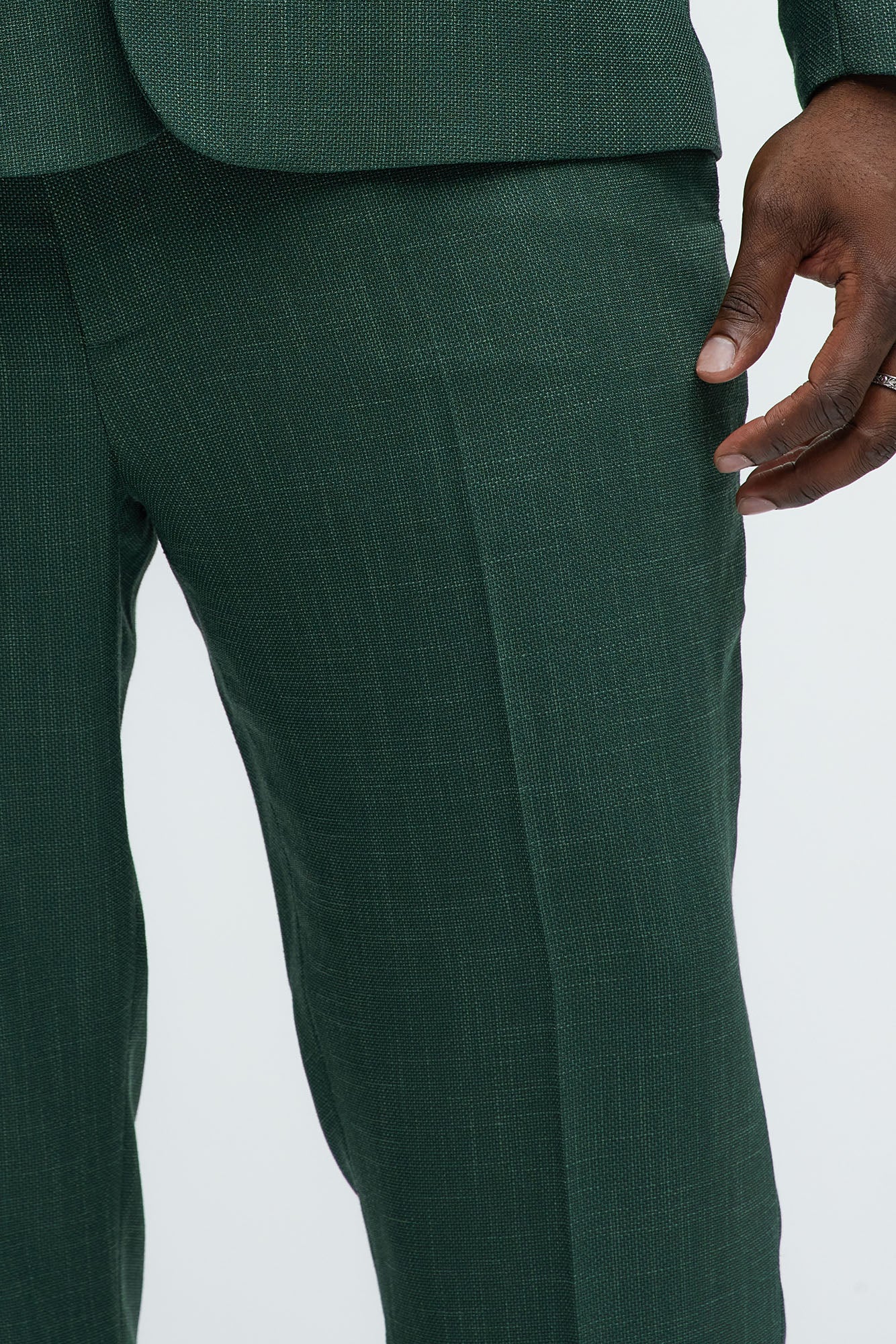 Shepton Solid Texture Slim Trousers - Green - Image 7