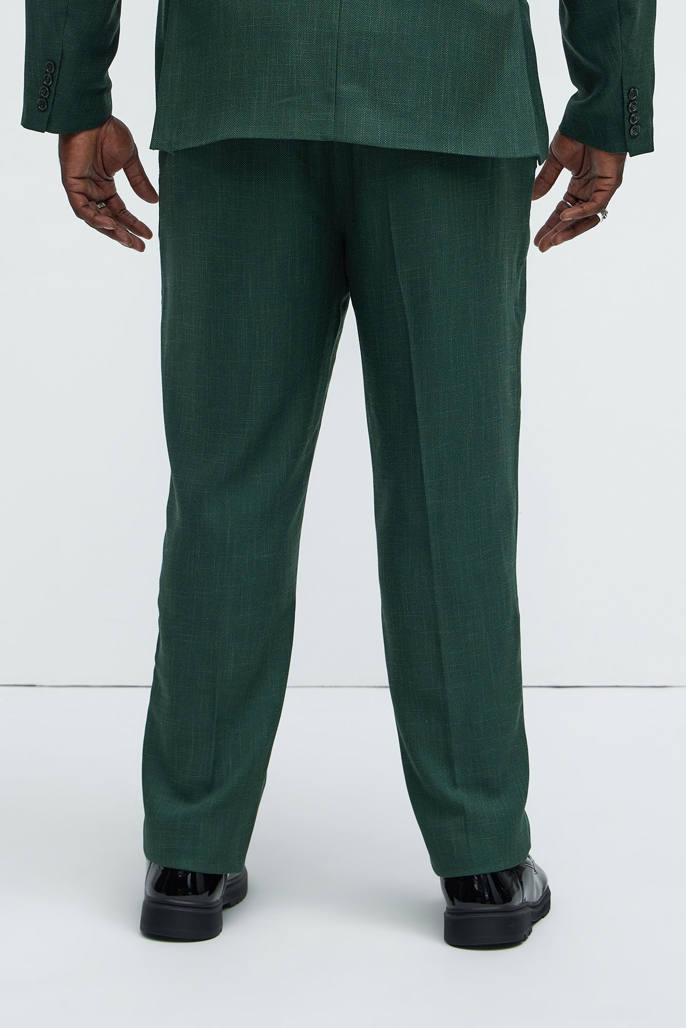Shepton Solid Texture Slim Trousers - Green - Image 9