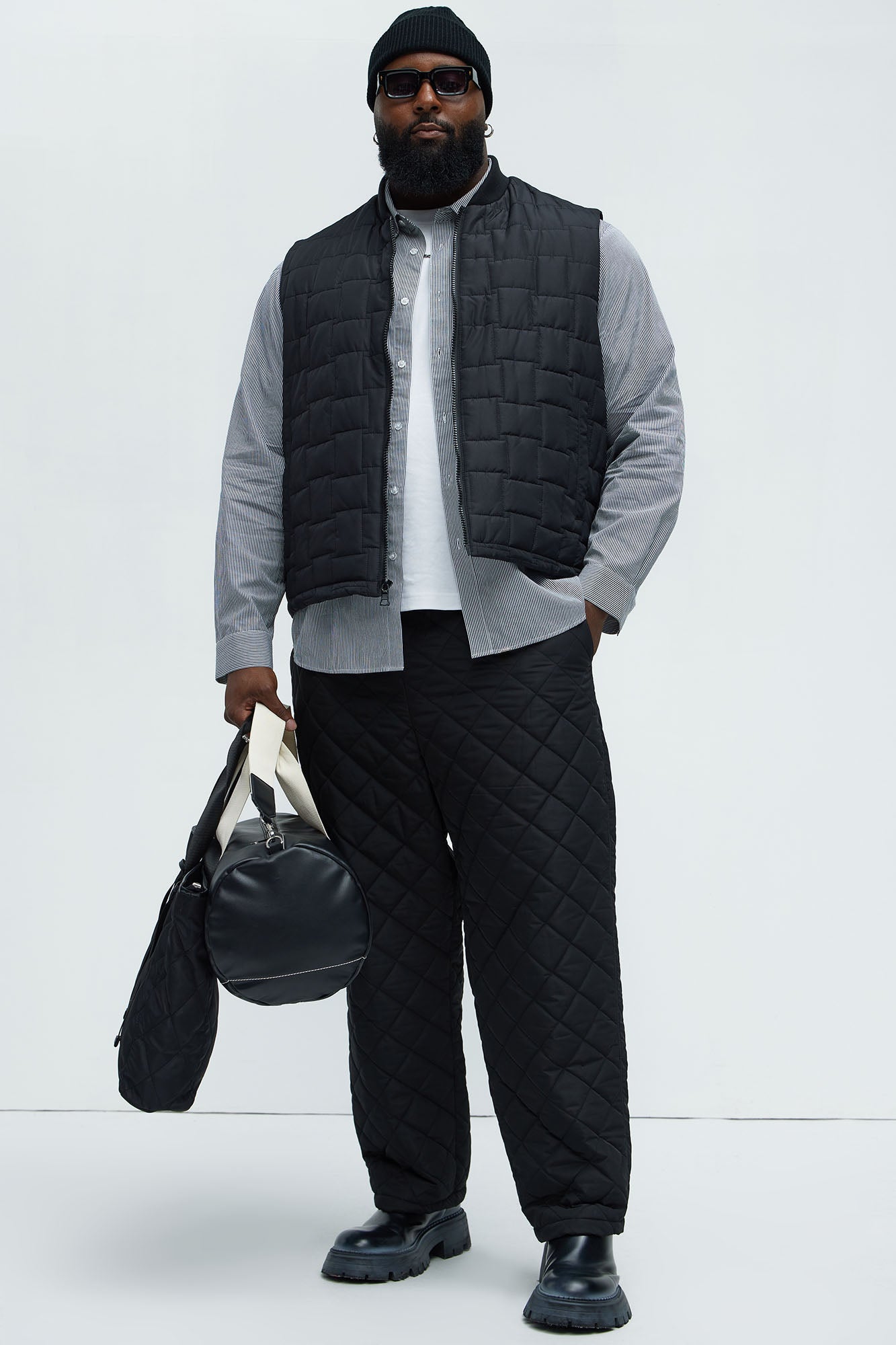 Deebo Straight Quilted Pants - Black - Image 7