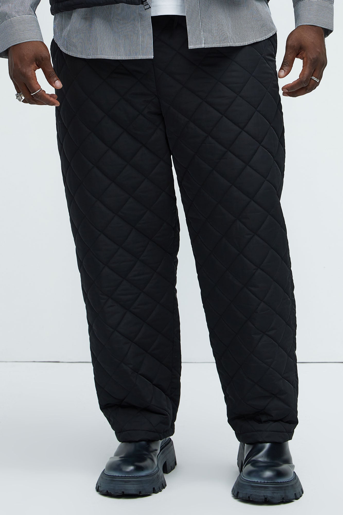 Deebo Straight Quilted Pants - Black - Image 6