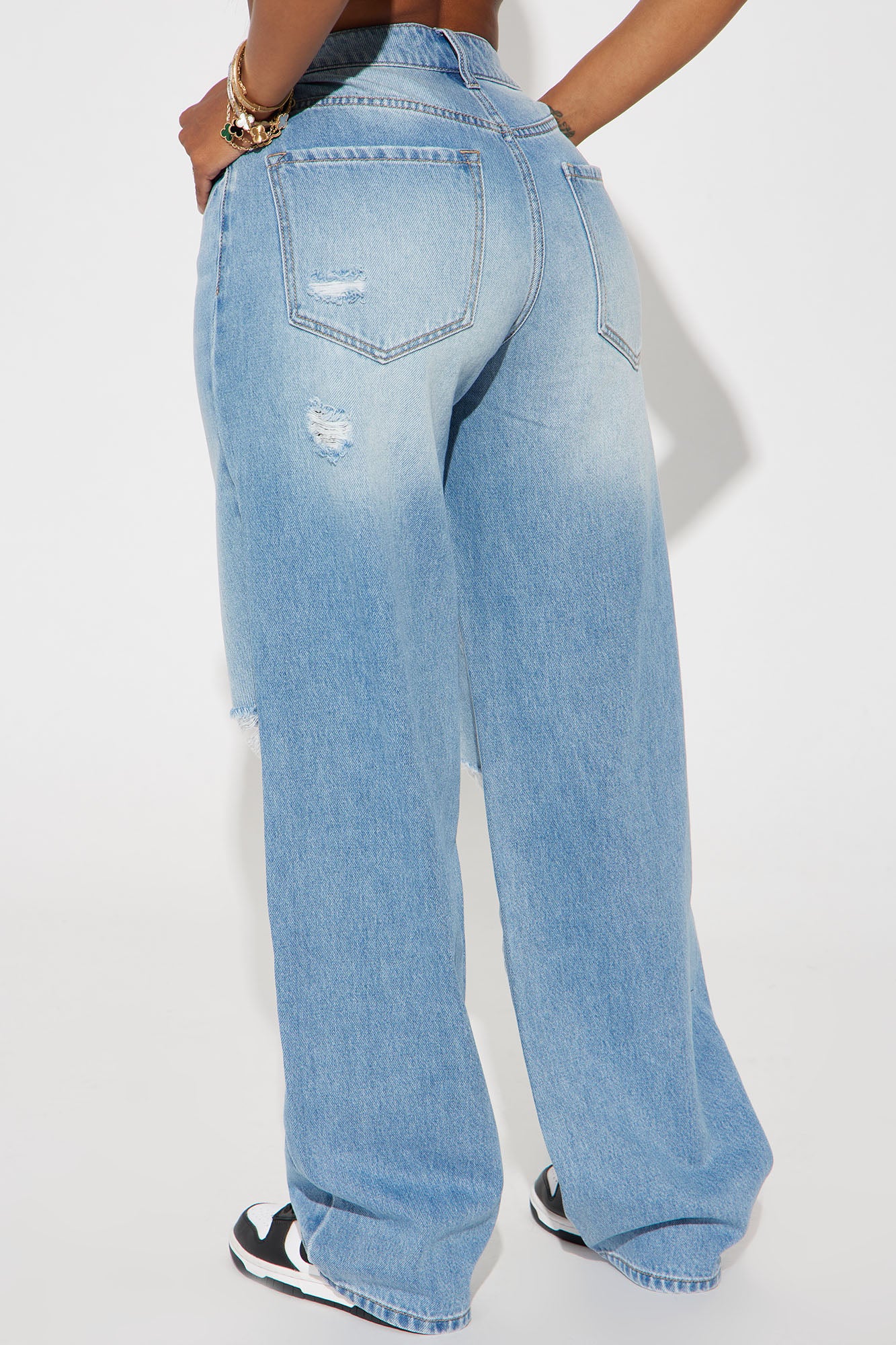 Broken Boyfriend No Stretch Straight Leg Jeans - Light Wash - Image 3