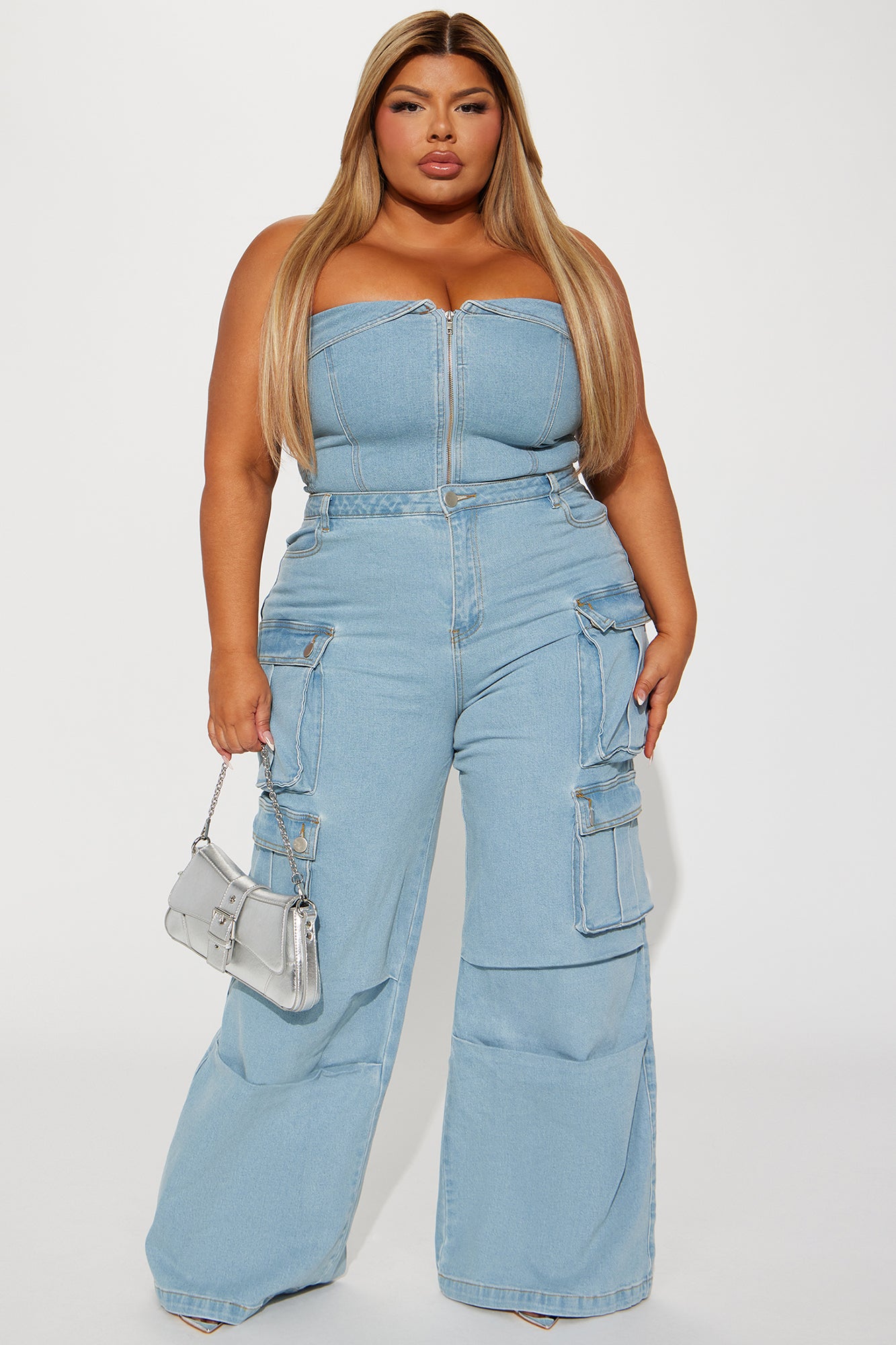 Ciara Denim Pant Set - Light Wash - Image 7