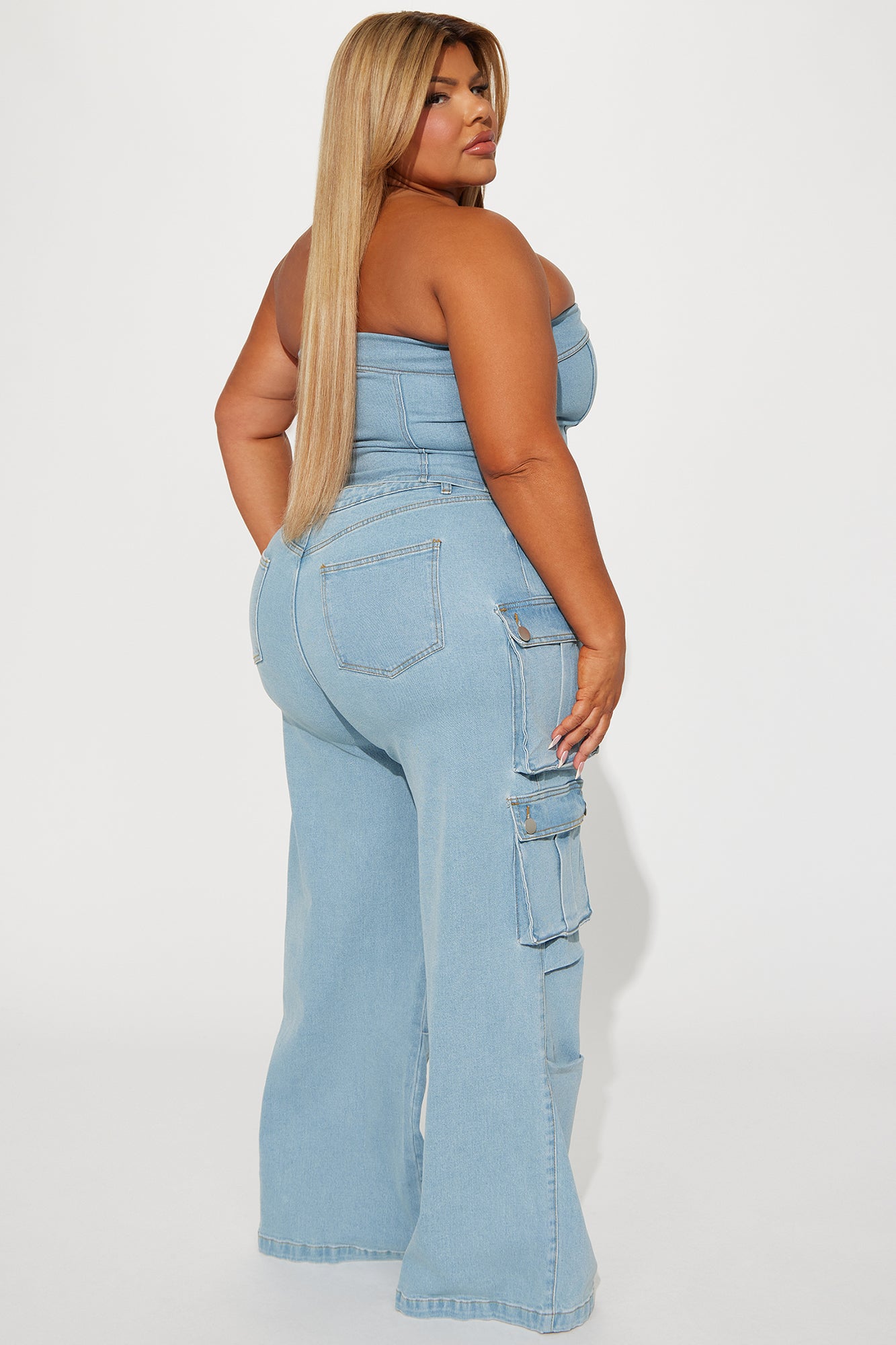 Ciara Denim Pant Set - Light Wash - Image 9