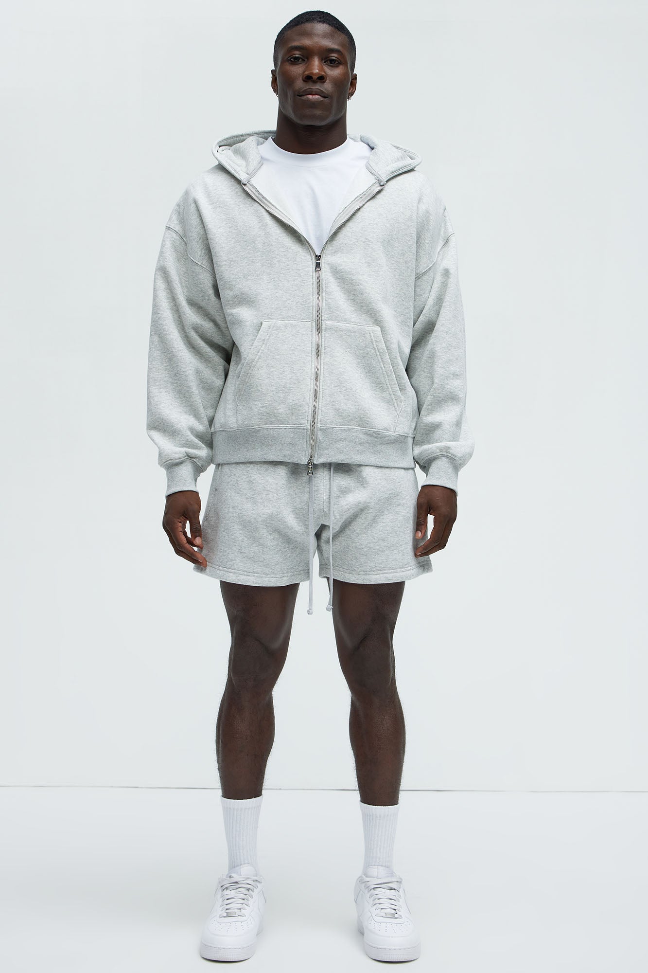 Tyson Oversized Heavyweight Zip Up - Heather Grey - Image 6