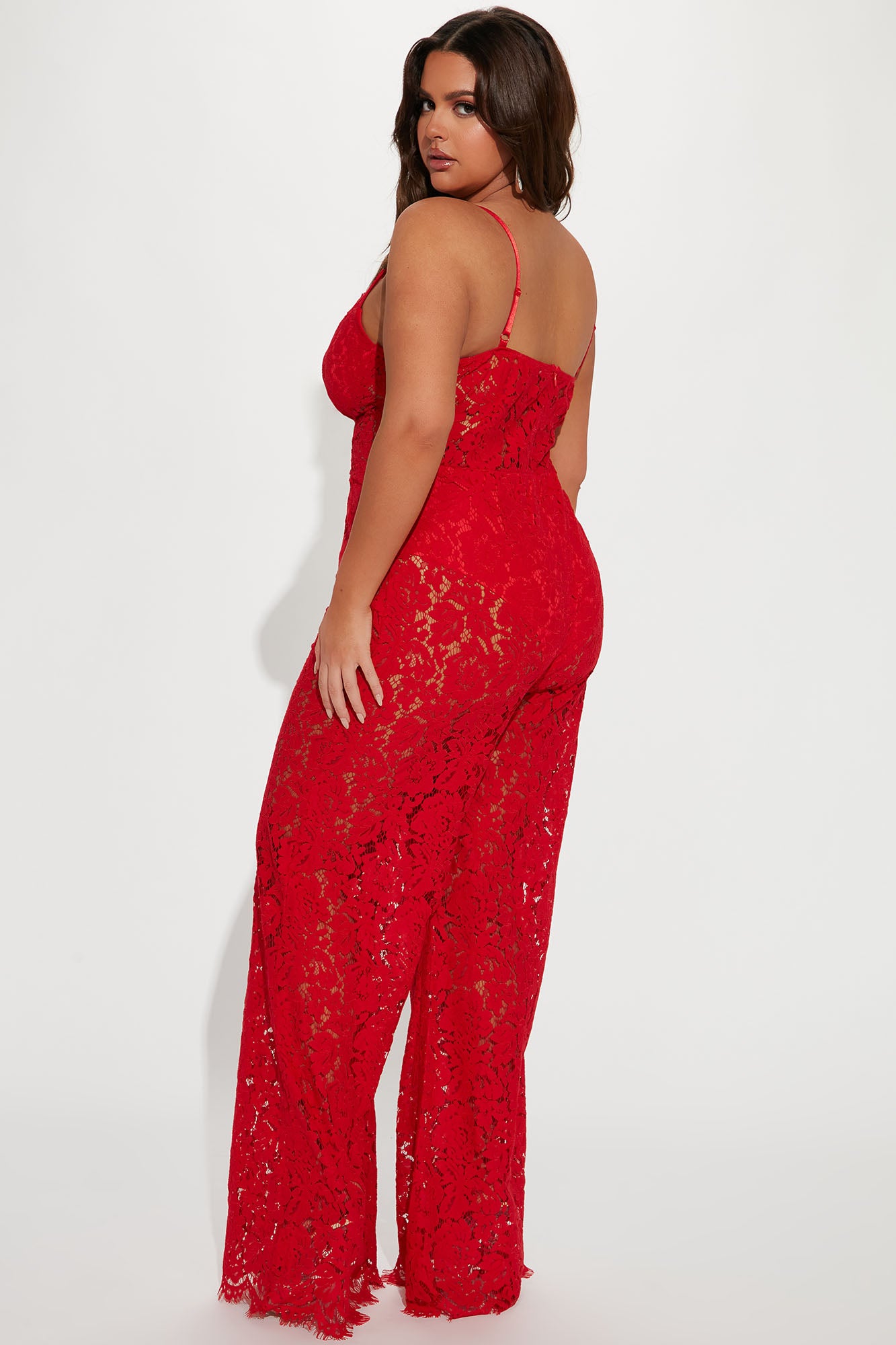 Evening Glow Lace Jumpsuit - Red - Image 6