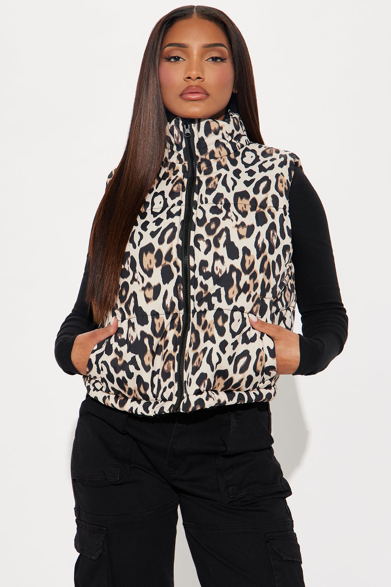 Jolie Reversible Puffer Vest - Taupe/combo - Image 3