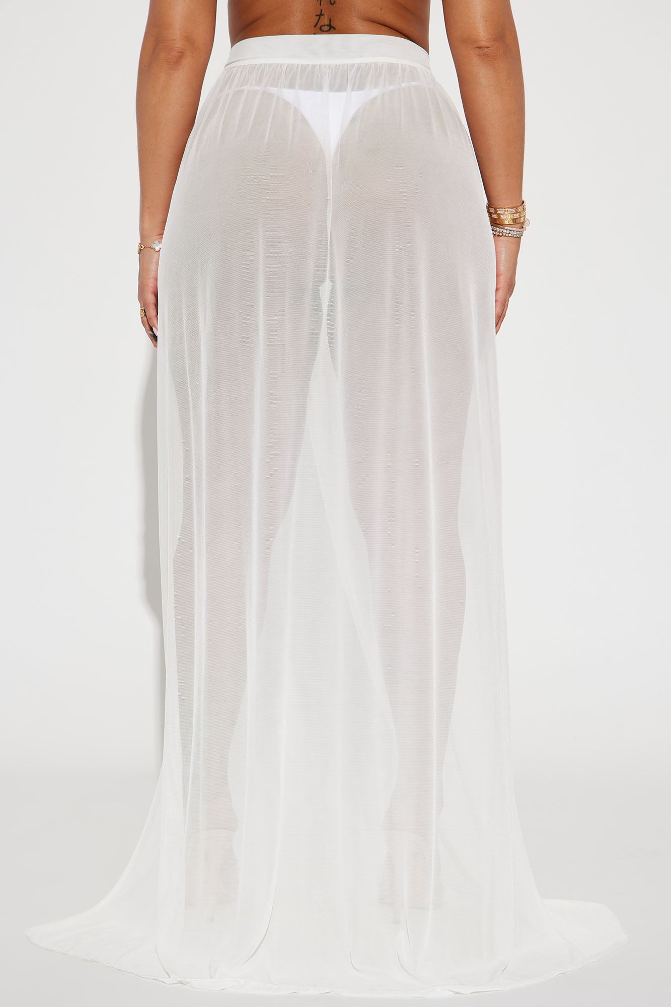 Maui Mesh Swim Tie Maxi Skirt - White - Image 3