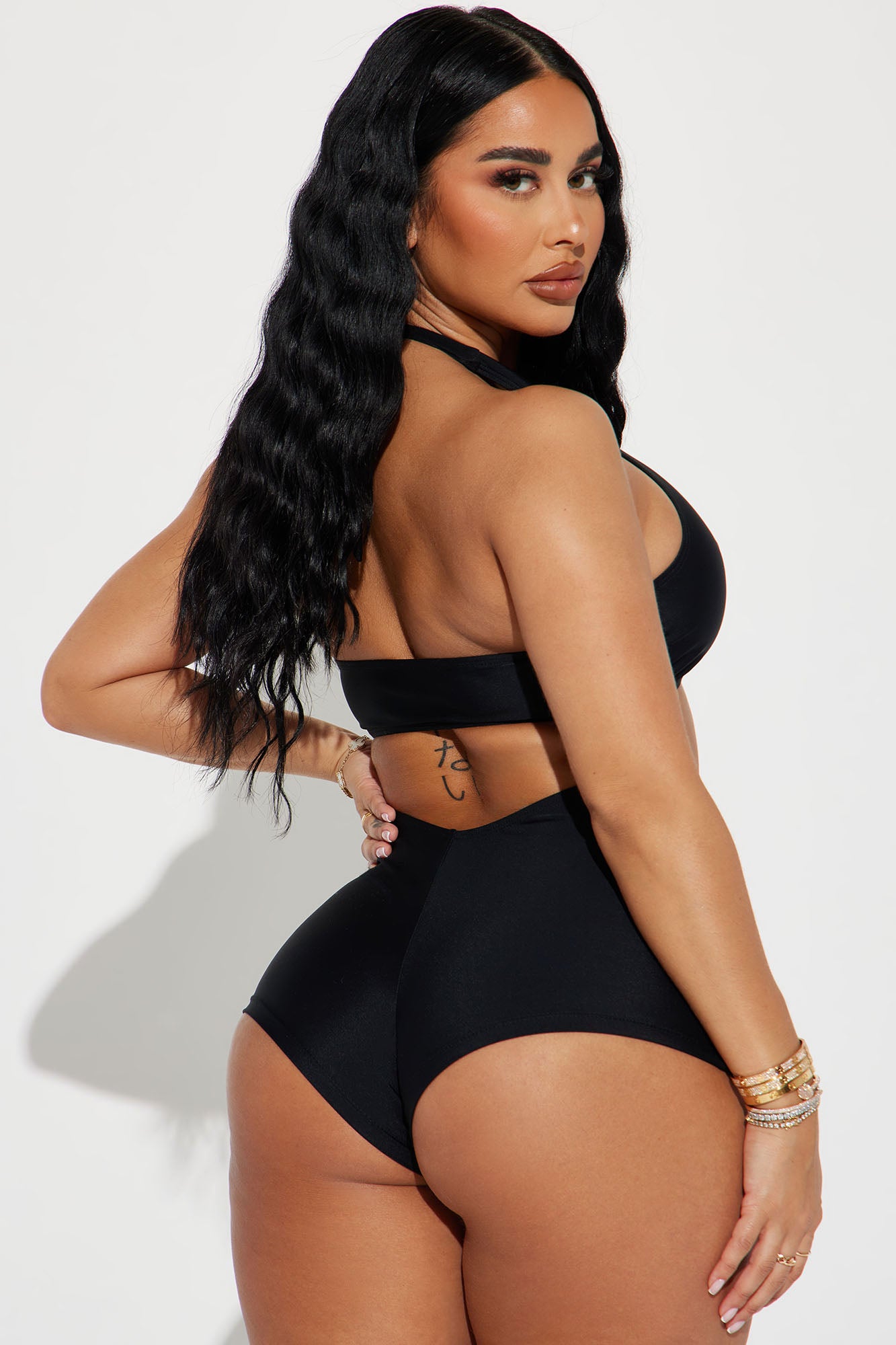 Sophia Cut Out 1 Piece Swimsuit  - Black - Image 3