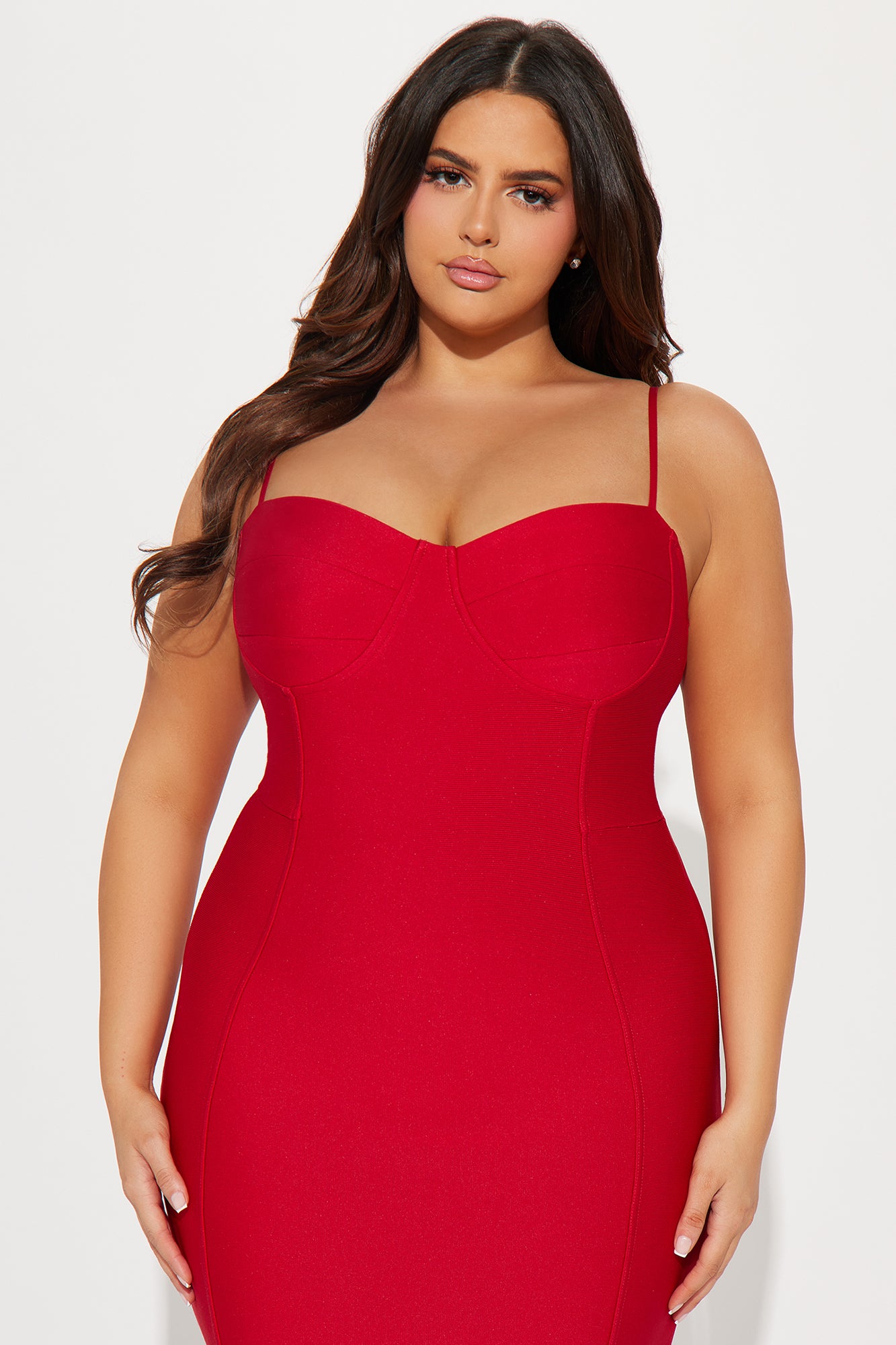 Becky Bandage Midi Dress - Red - Image 5