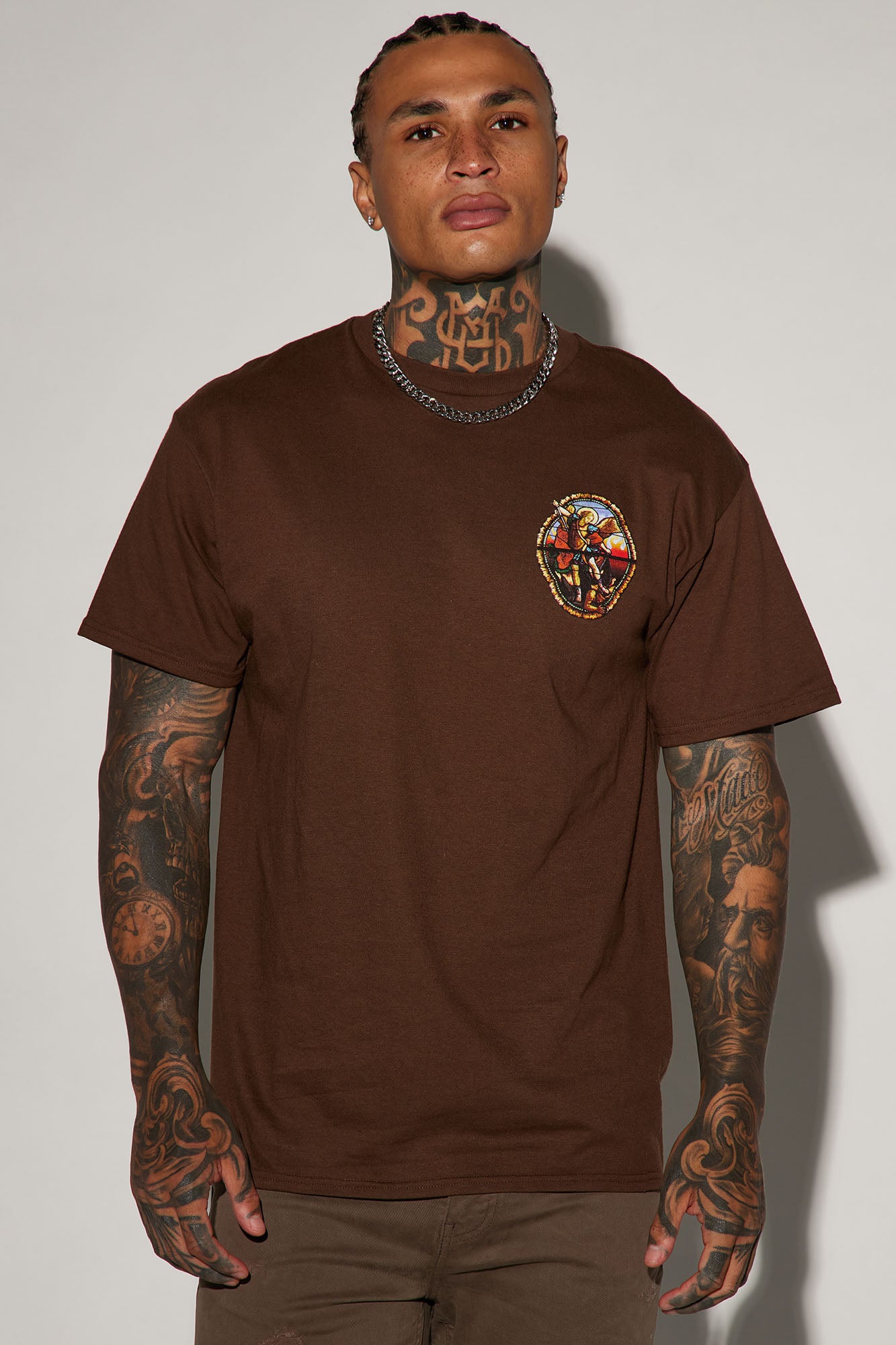 The Archangel Stained Glass Short Sleeve Tee - Chocolate - Image 4