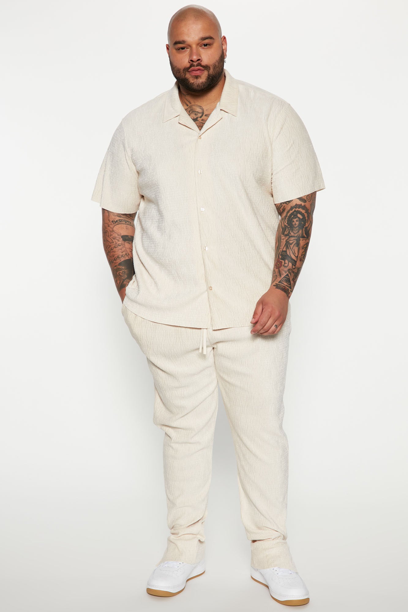 Wavy Textured Slim Pant - OffWhite - Image 6