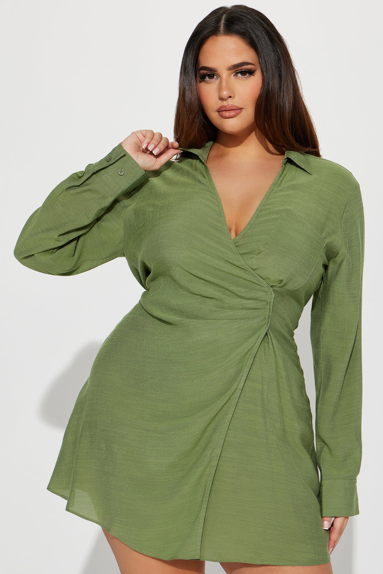 Autumn Nights Mini Dress - Green - Image 4