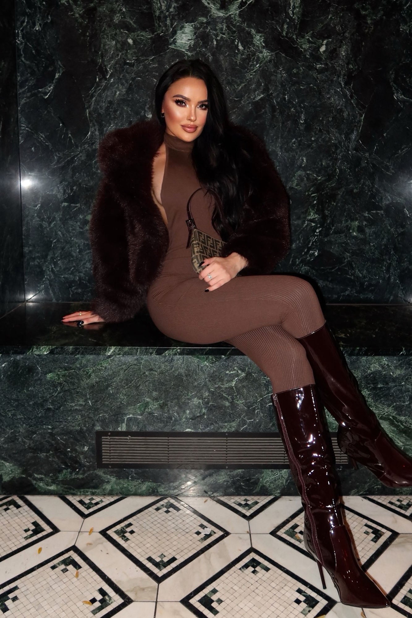 Cassandra Light Snatched Jumpsuit - Brown - Image 8