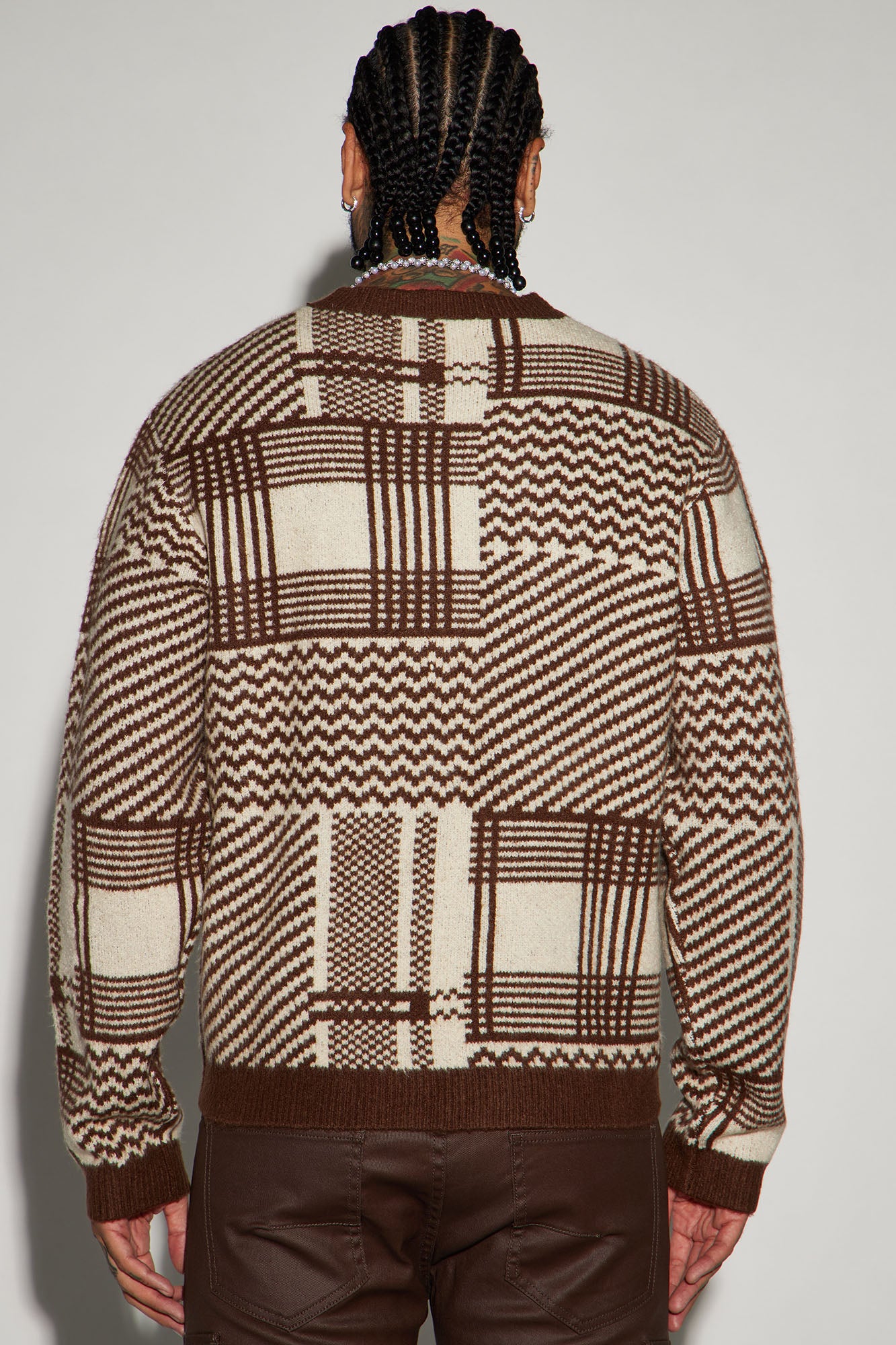 Mixed Lines Cozy Crewneck Sweater - Cream/combo - Image 3