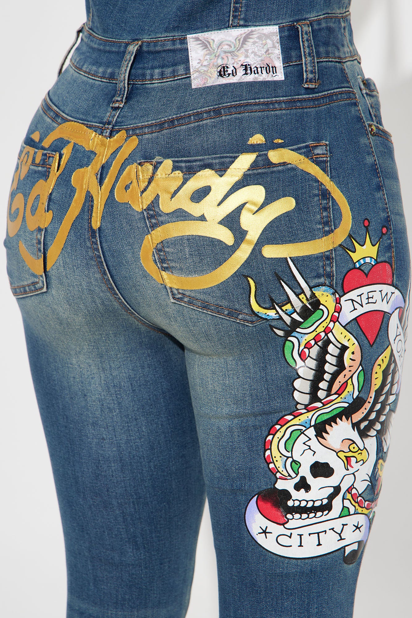 Ed Hardy NYC Denim Jumpsuit - Medium Wash - Image 4