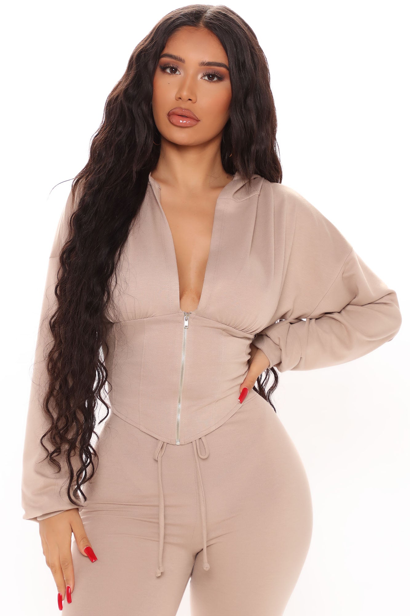 Better Than Ever Hoodie Set - Taupe - Image 5