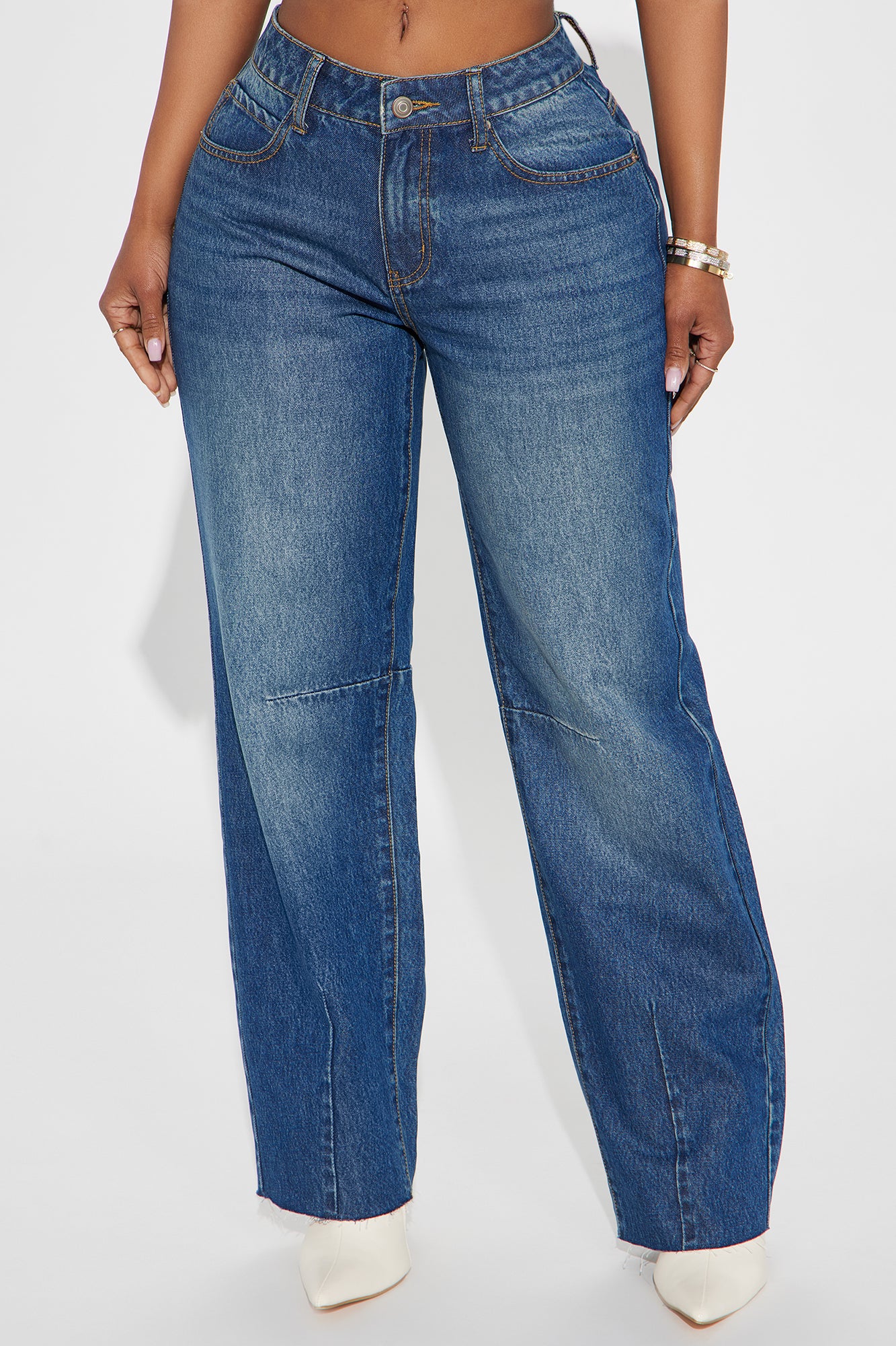 Against The Odds Barrel Leg Jeans - Dark Wash - Image 5