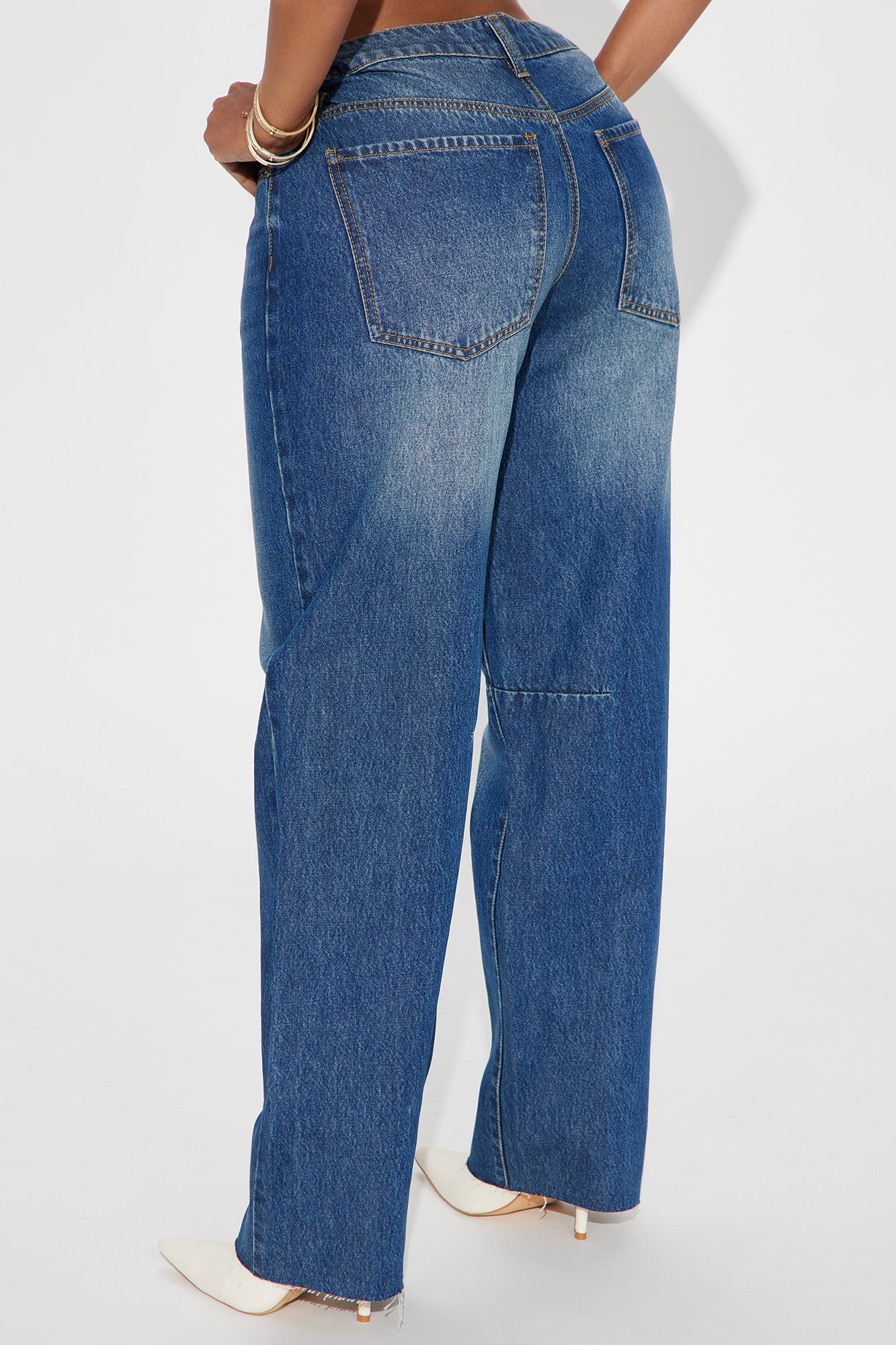 Against The Odds Barrel Leg Jeans - Dark Wash - Image 6