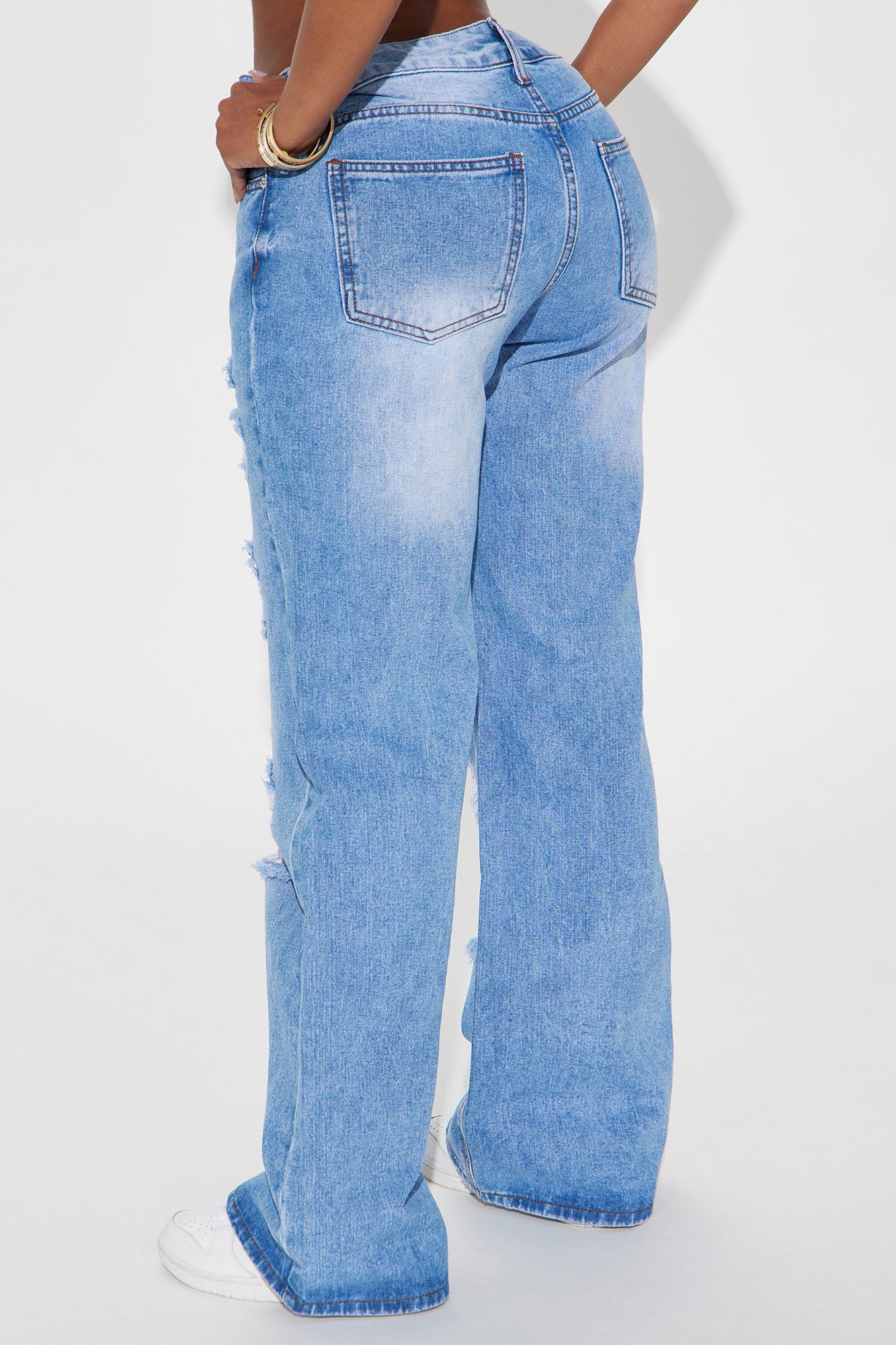 You're Obsessed Ripped Straight Leg Jeans - Medium Wash - Image 3