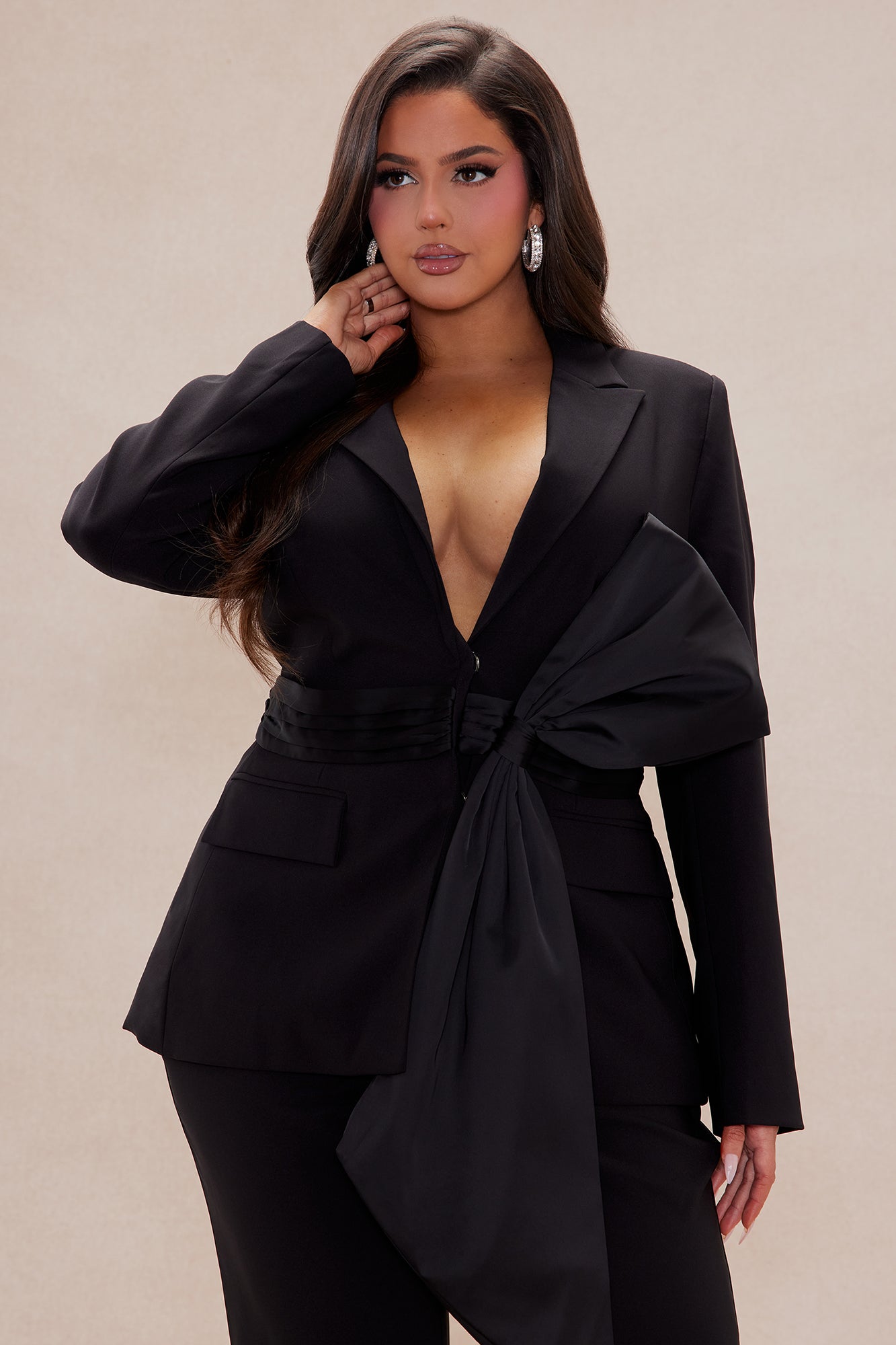 Jenna Bow Blazer Suit Set - Black - Image 7