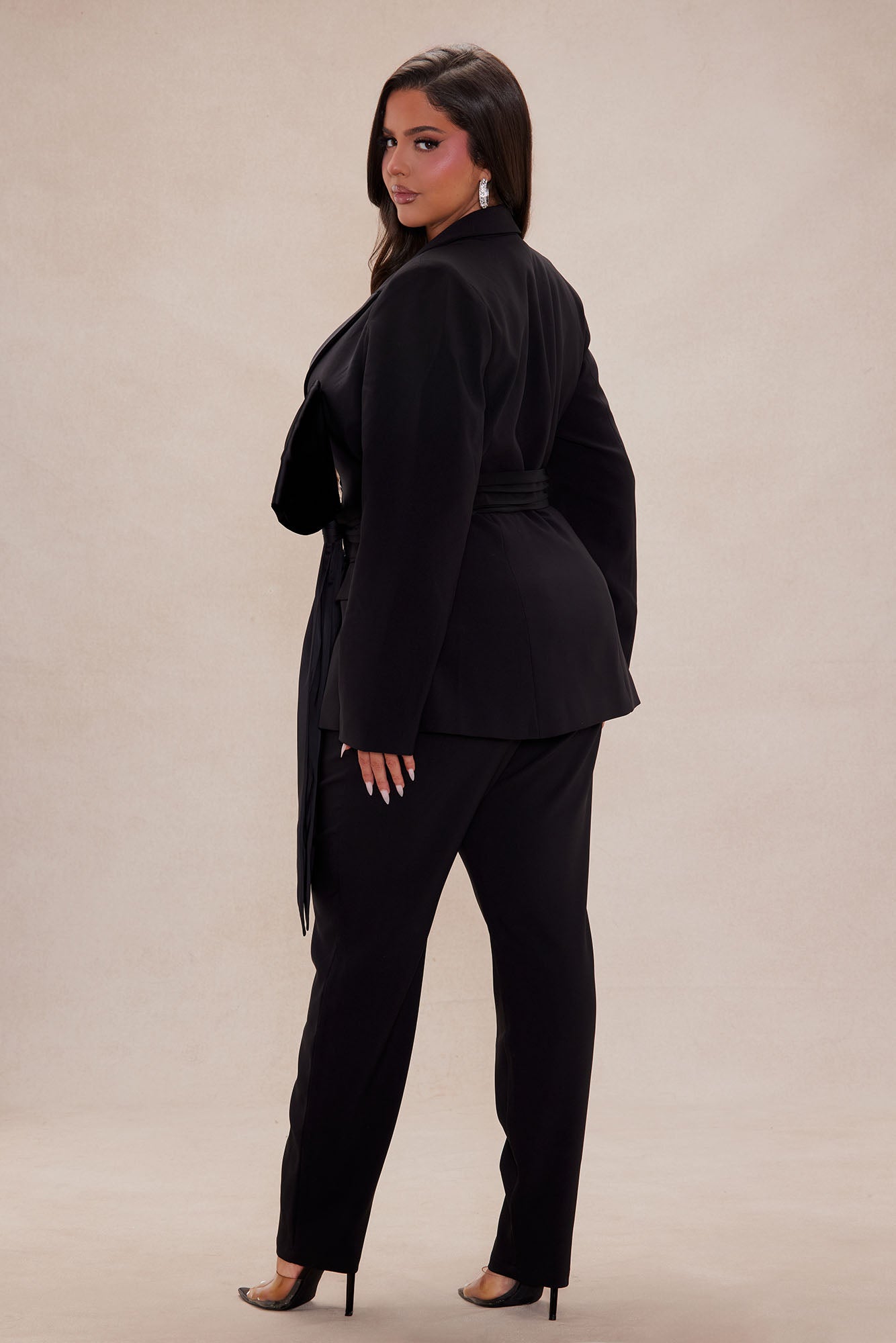 Jenna Bow Blazer Suit Set - Black - Image 8