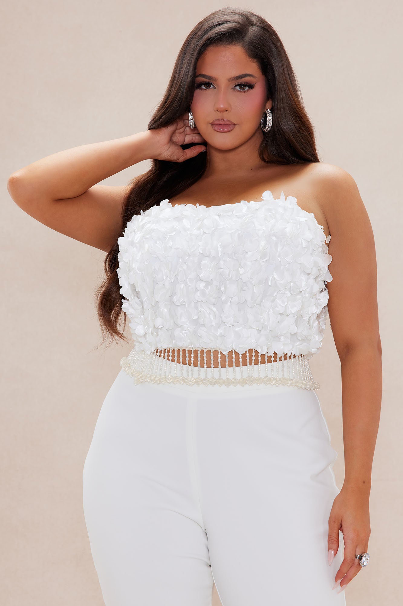 Emily Floral Flare Pant Set - Off White - Image 6