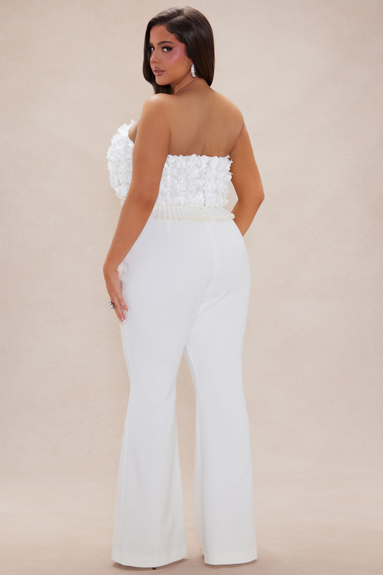 Emily Floral Flare Pant Set - Off White - Image 8