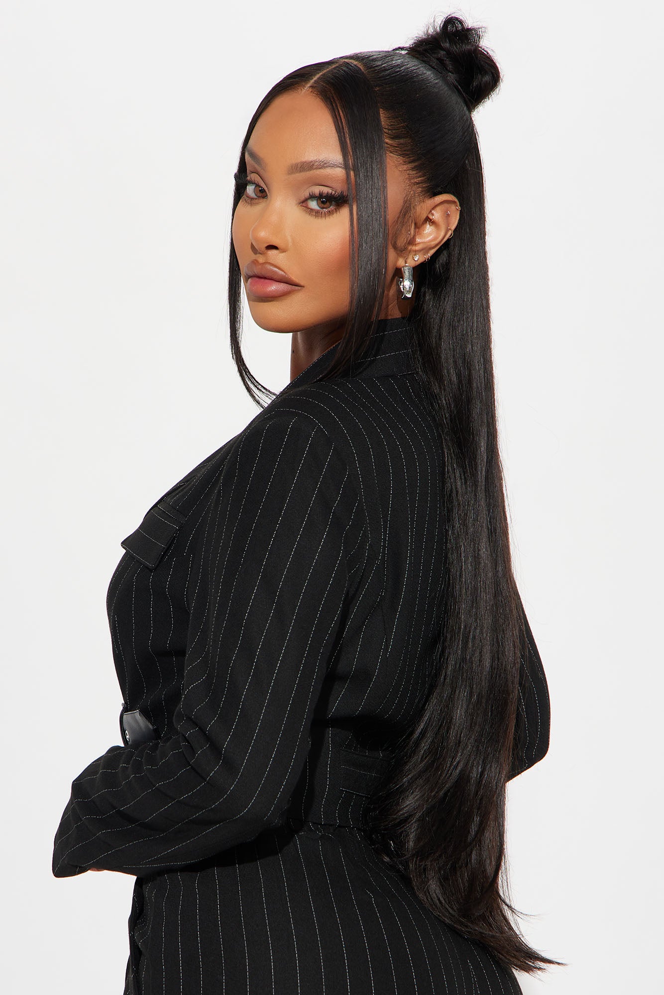 Breakeven Pinstripe Blazer - Black - Image 3