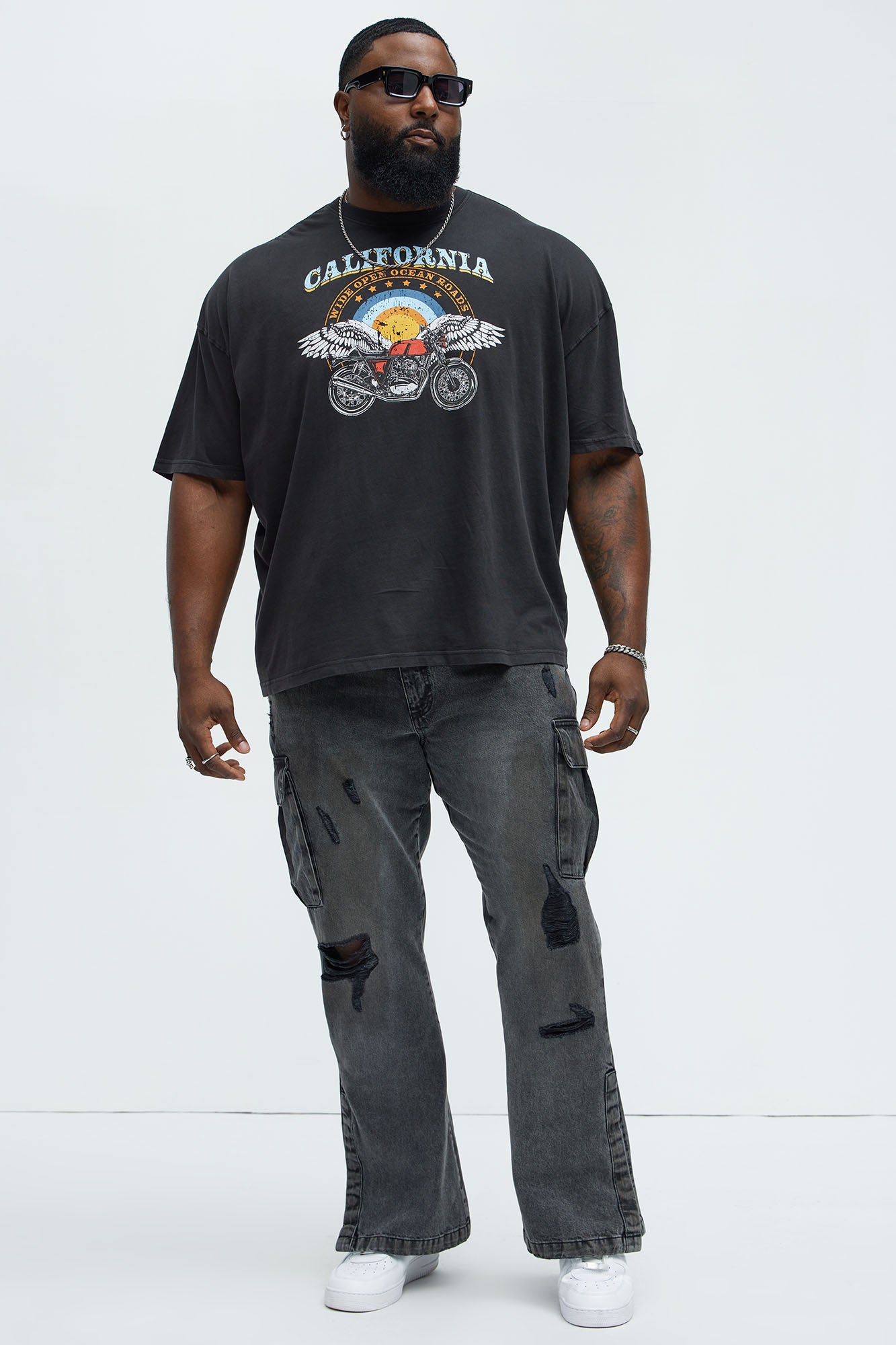 California Open Roads Oversized Short Sleeve Tee - Black - Image 5