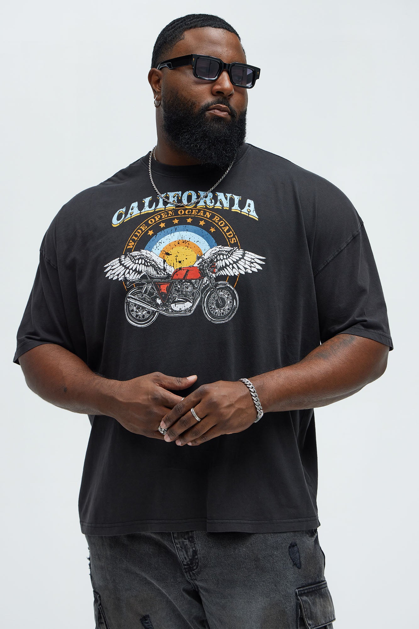 California Open Roads Oversized Short Sleeve Tee - Black - Image 4