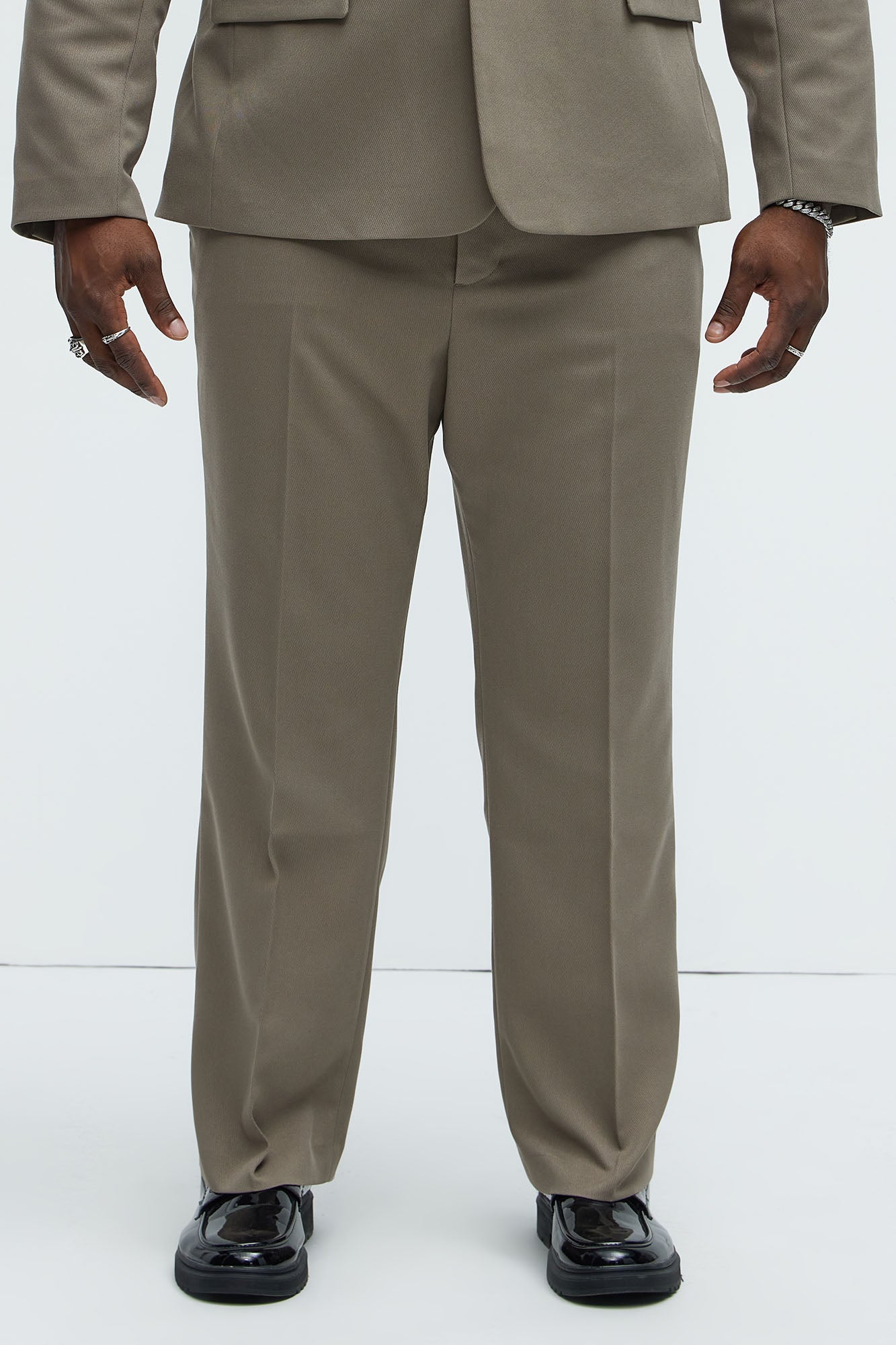 Kevin Twill Textured Straight Trousers - Brown - Image 7
