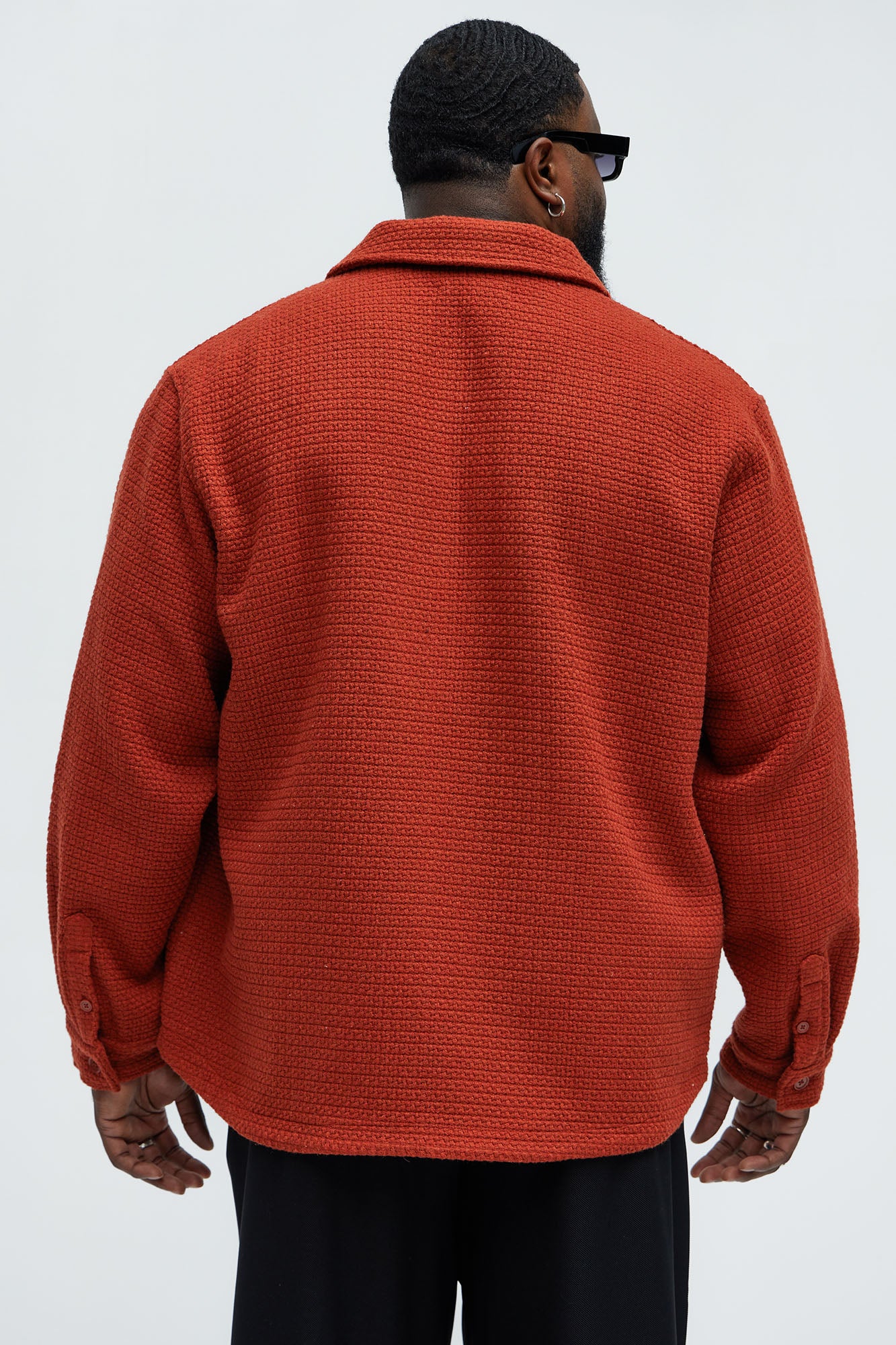 Linden Textured Button Up Shirt - Rust - Image 8