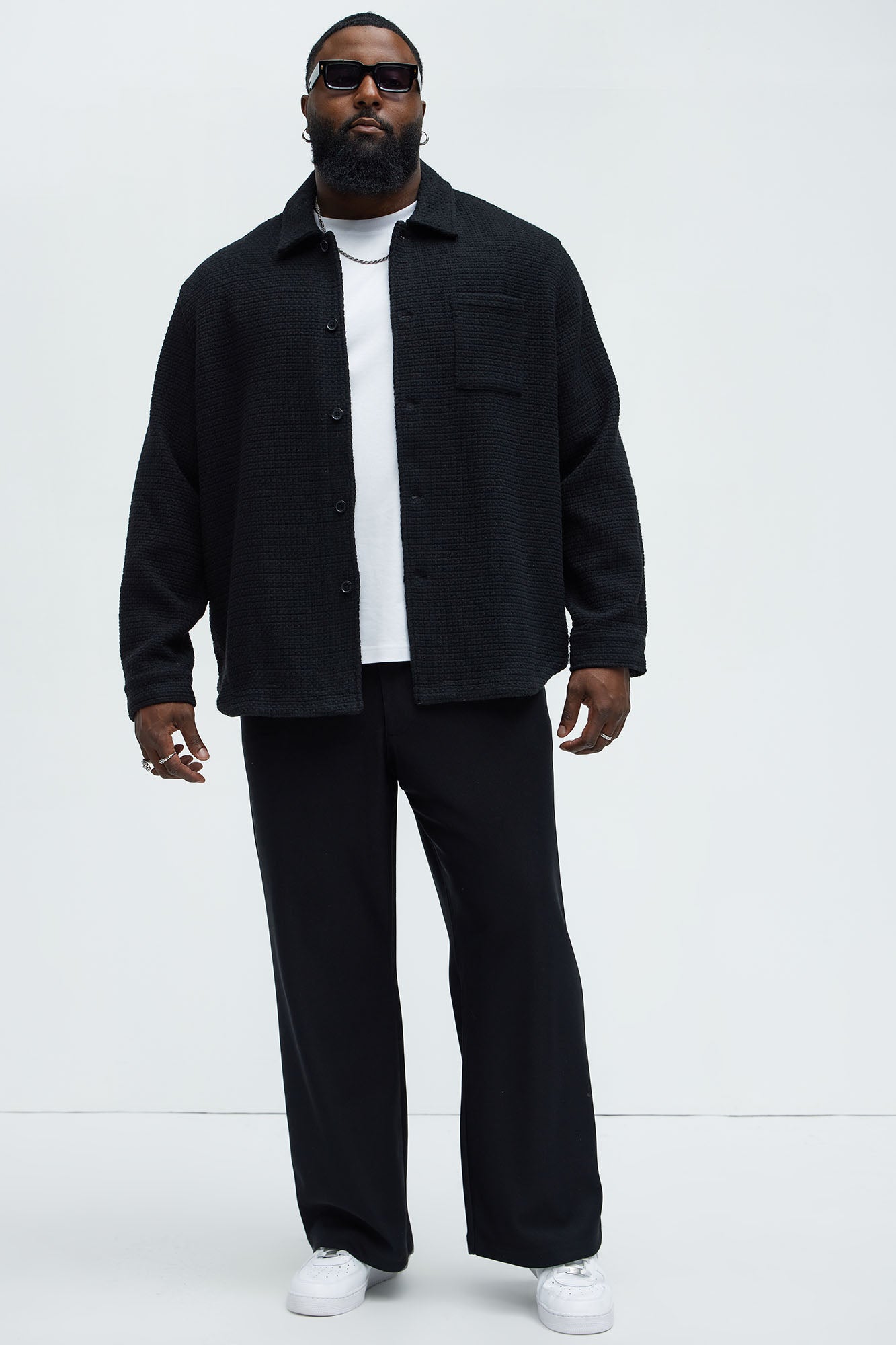 Linden Textured Button Up Shirt - Black - Image 6