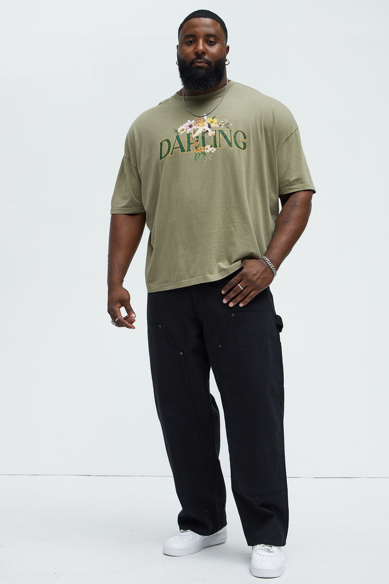 Darling Your Flowers Oversized Short Sleeve Tee - Olive - Image 5