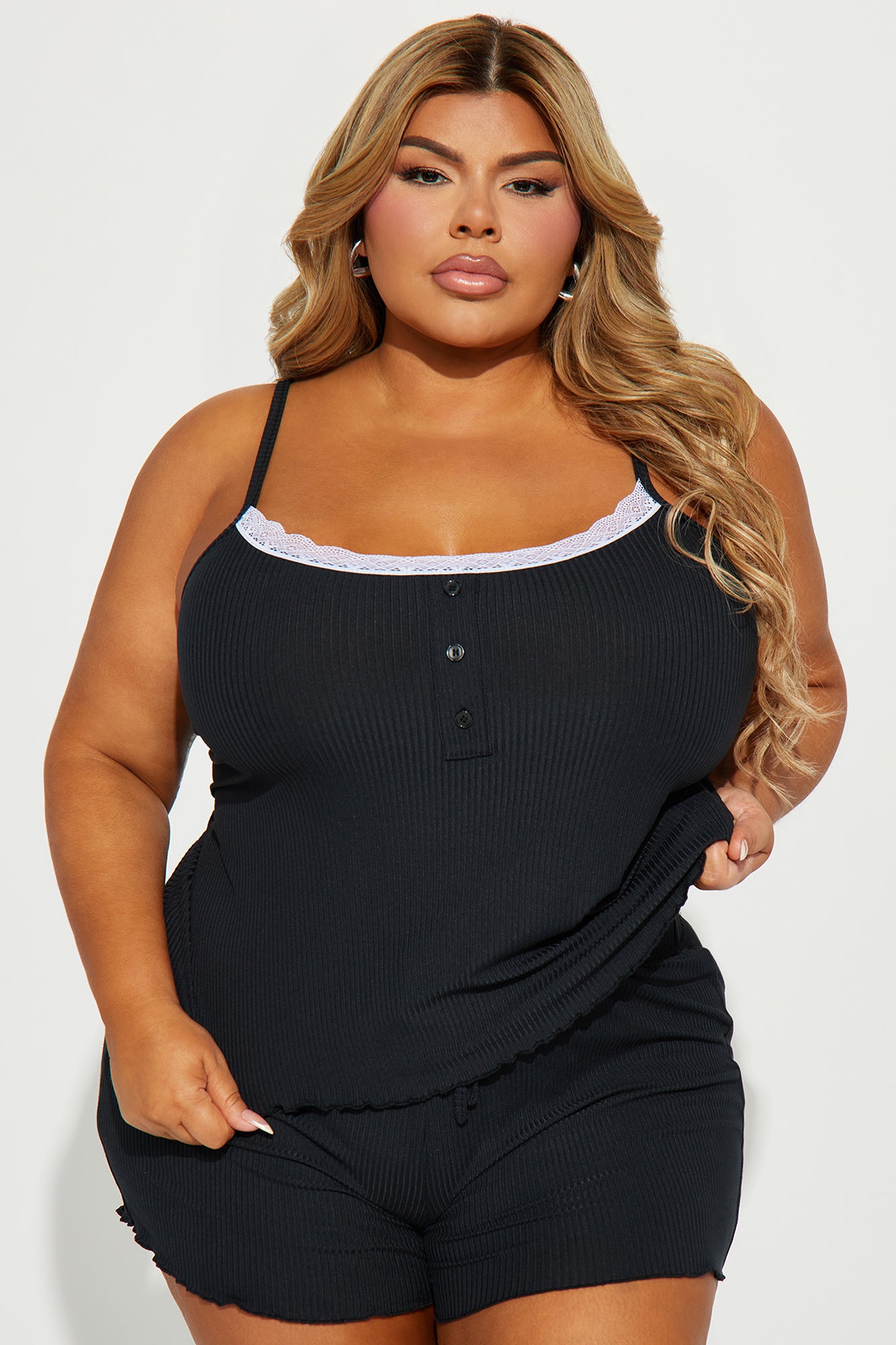 Comfy For The Weekend Ribbed PJ Short Set - Black - Image 5