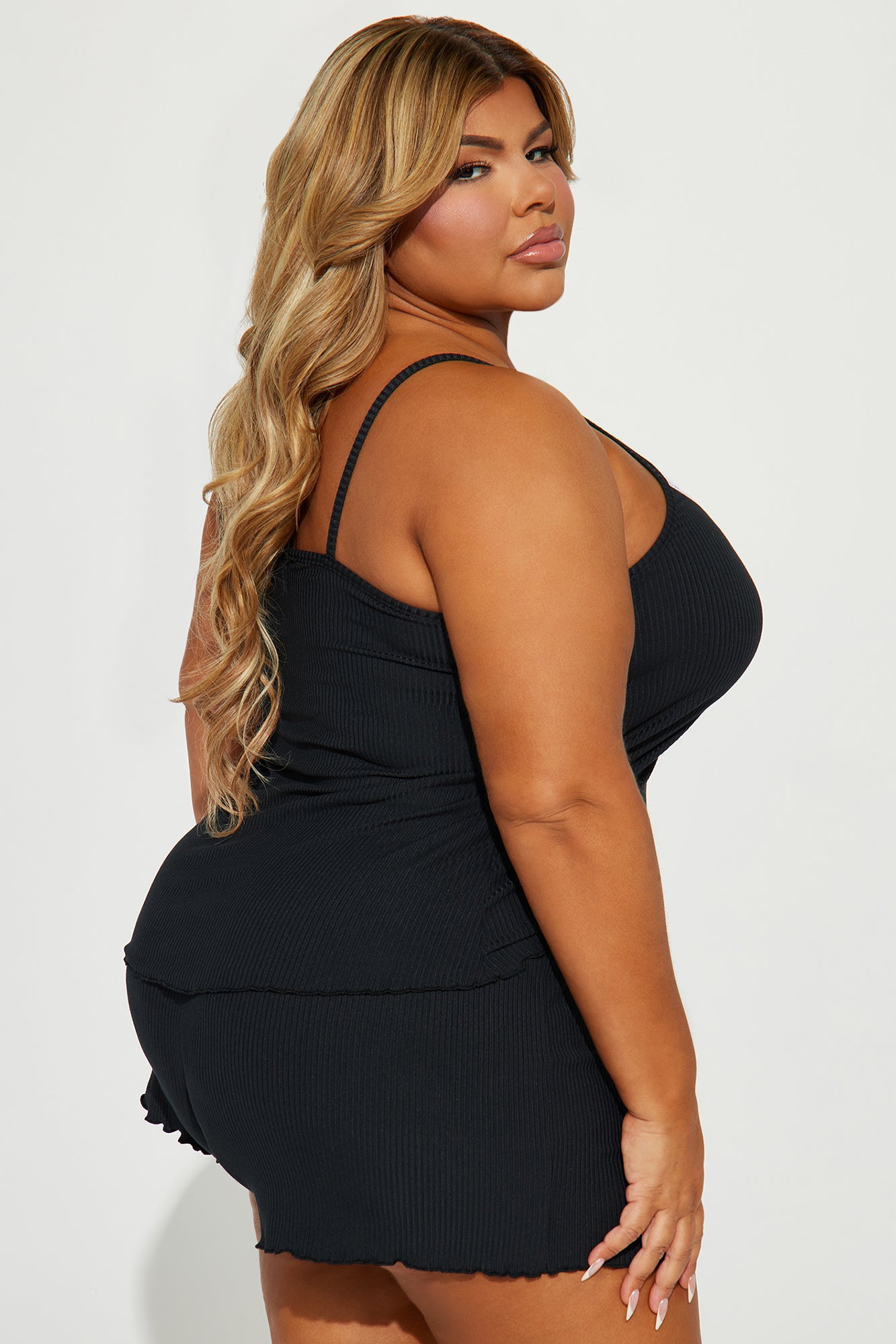 Comfy For The Weekend Ribbed PJ Short Set - Black - Image 7