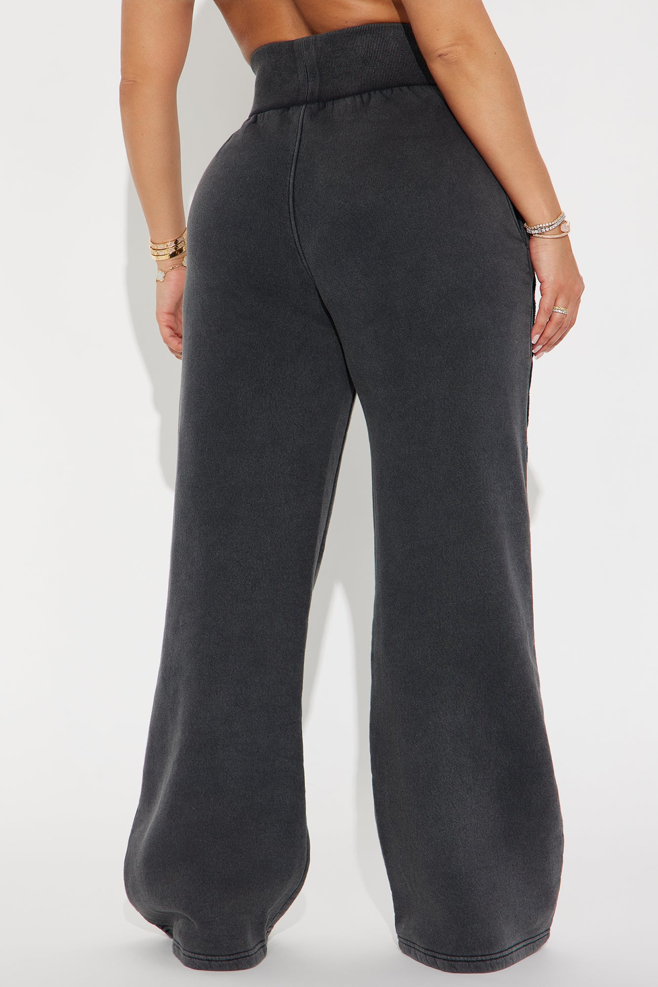 Chilled Out Fleece Wide Leg Pant - Charcoal - Image 3