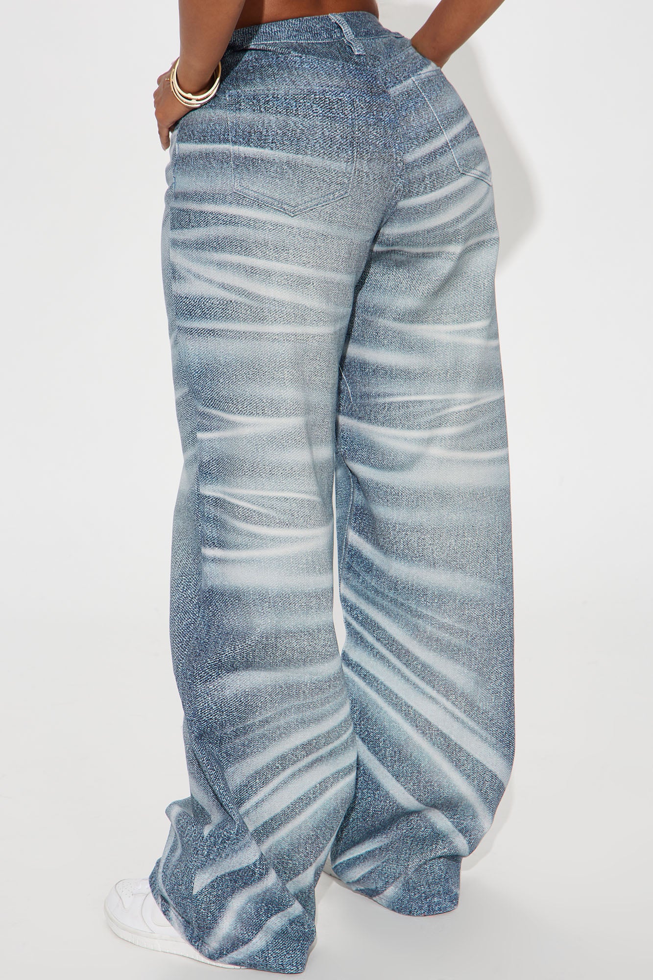 It Comes In Waves Printed Baggy Jeans - Teal/combo - Image 3