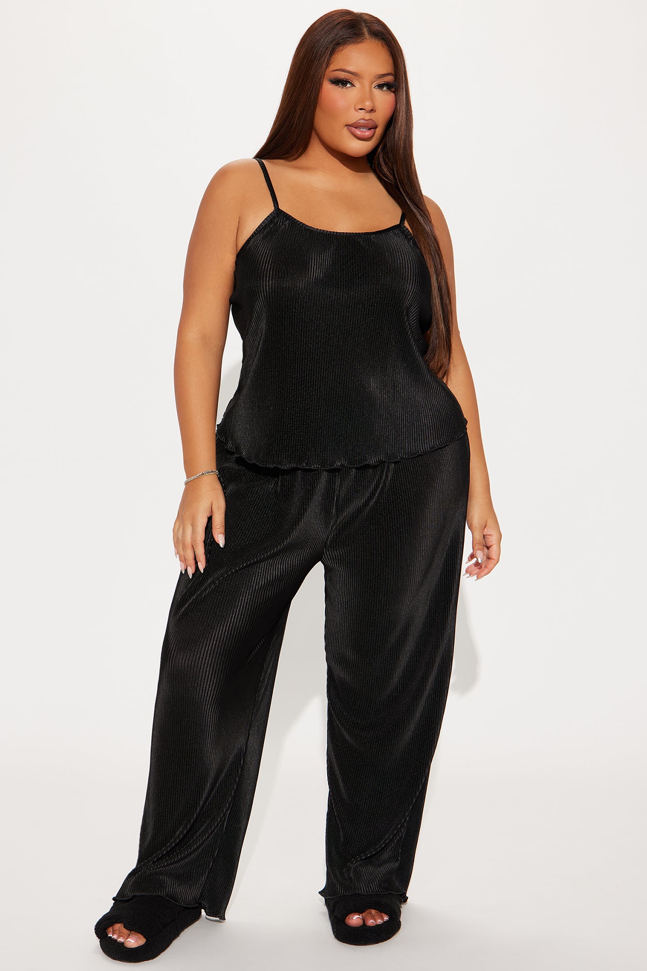 Always Bedtime Plisse PJ Pant Set - Black - Image 4