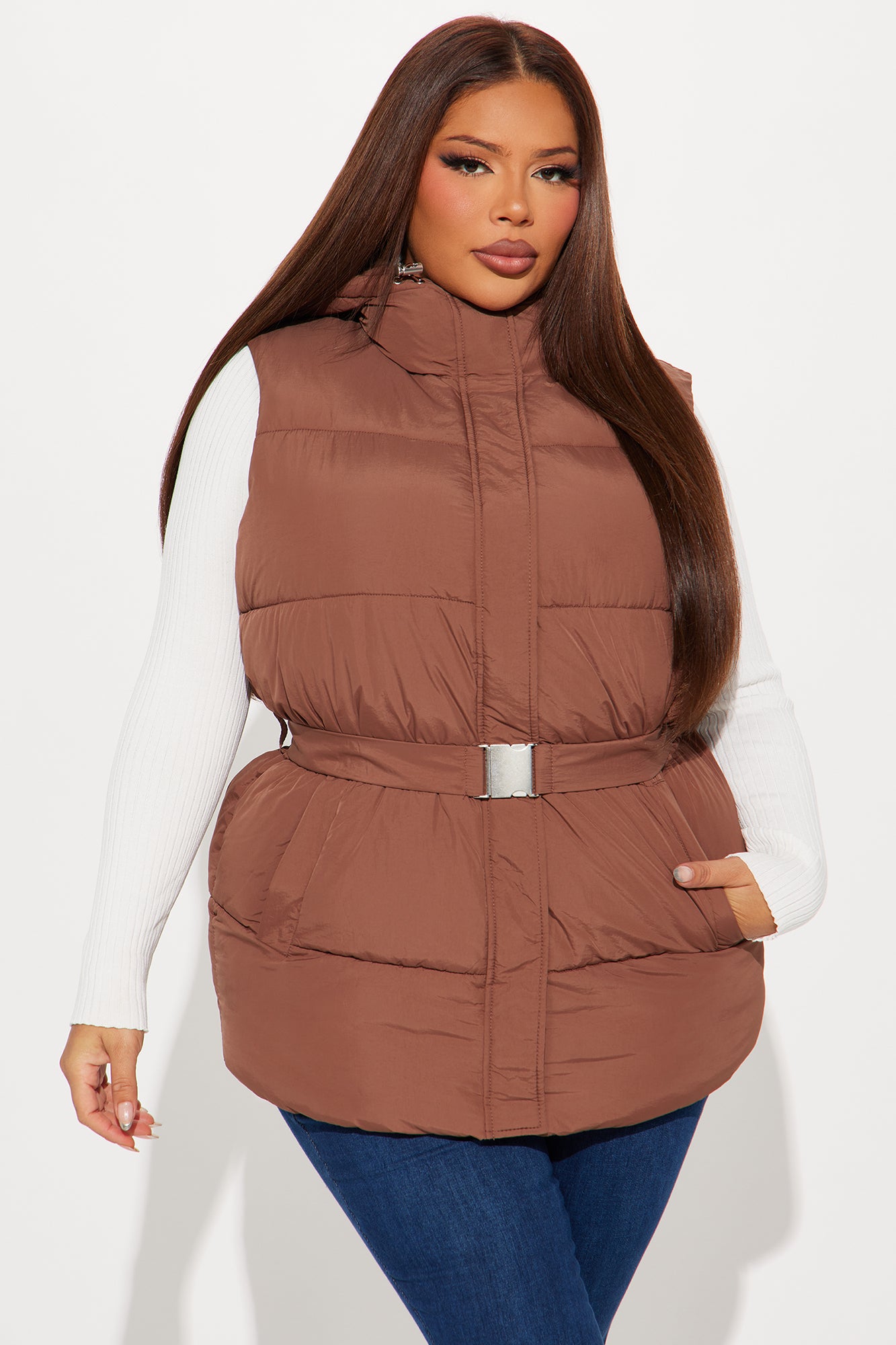 Hold You Down Puffer Vest - Chocolate - Image 5