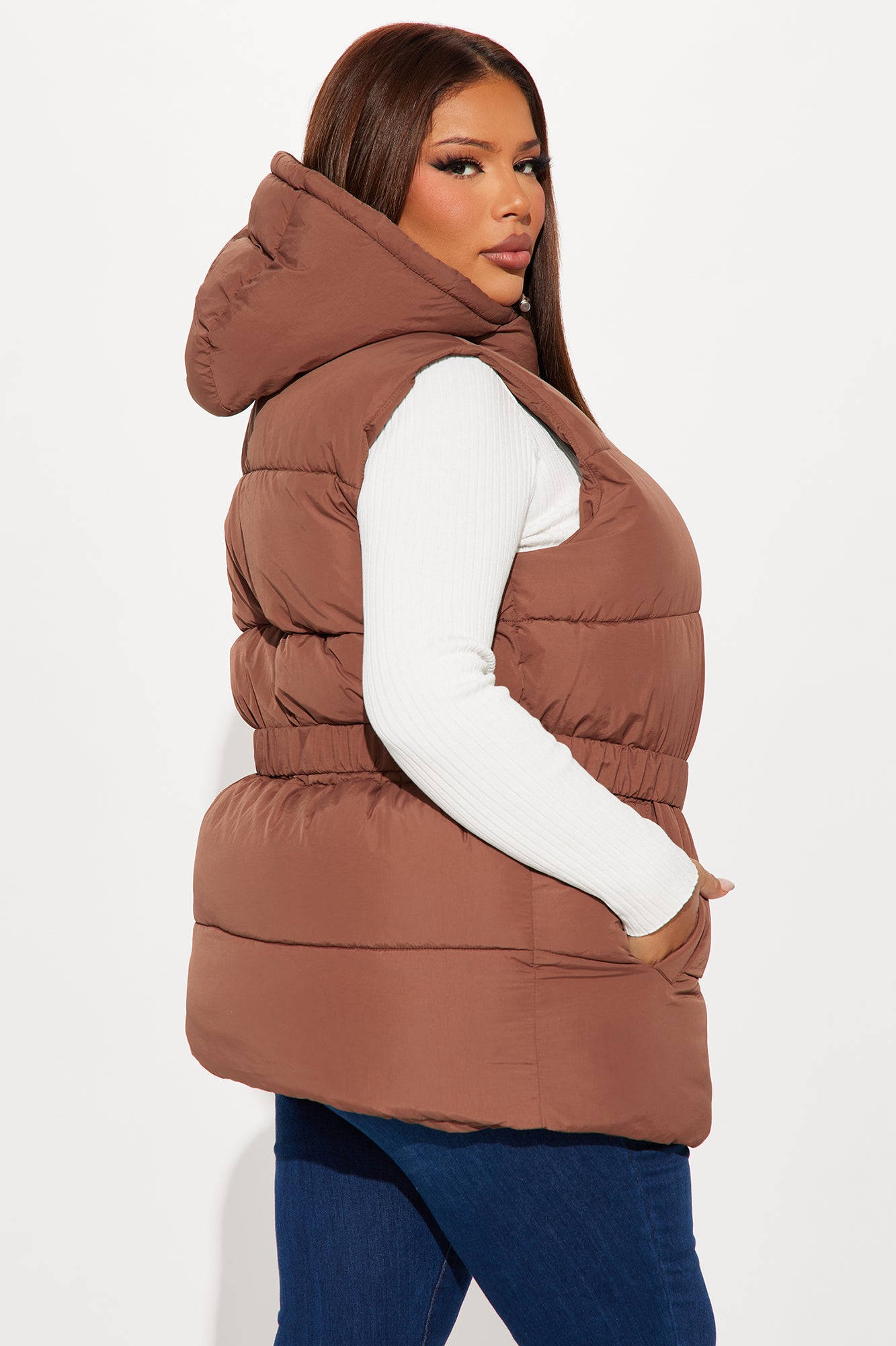 Hold You Down Puffer Vest - Chocolate - Image 7