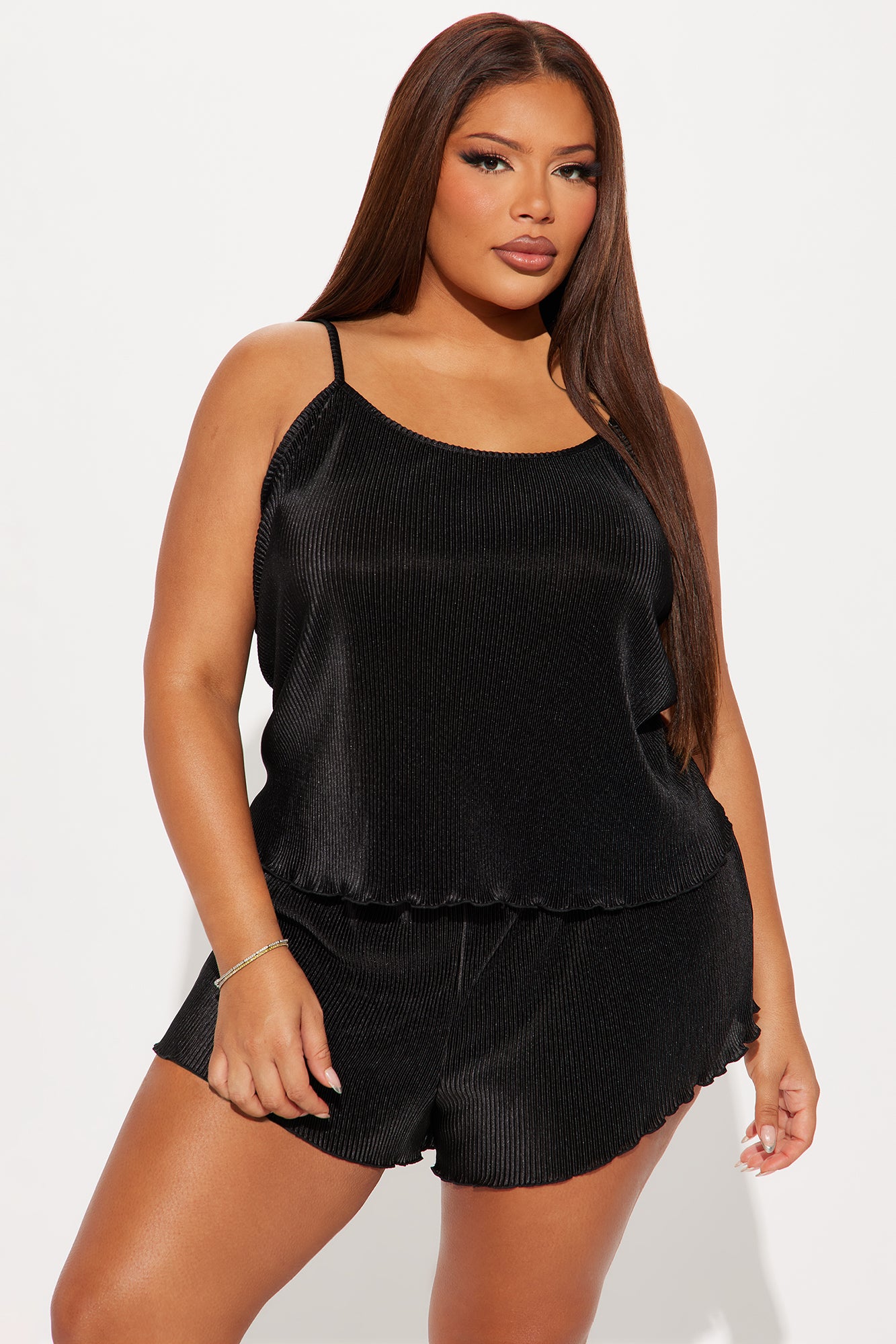 Always Bedtime Plisse PJ Short Set - Black - Image 4