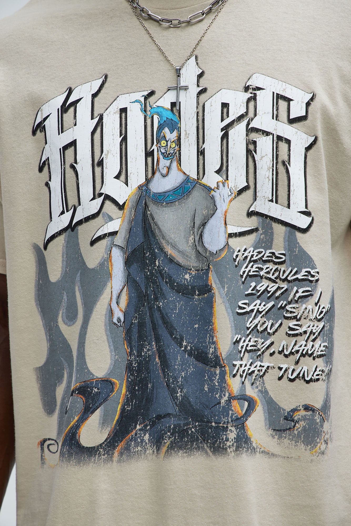 Disney Hades If I Say Sing Oversized Short Sleeve Tee - Sand - Image 3