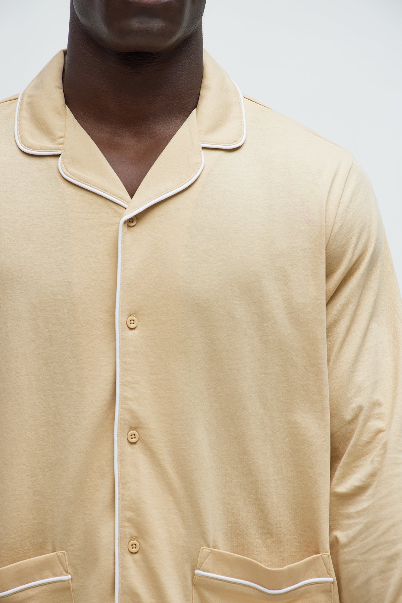 Modern Relaxed Pajama Long Sleeve - Khaki - Image 3