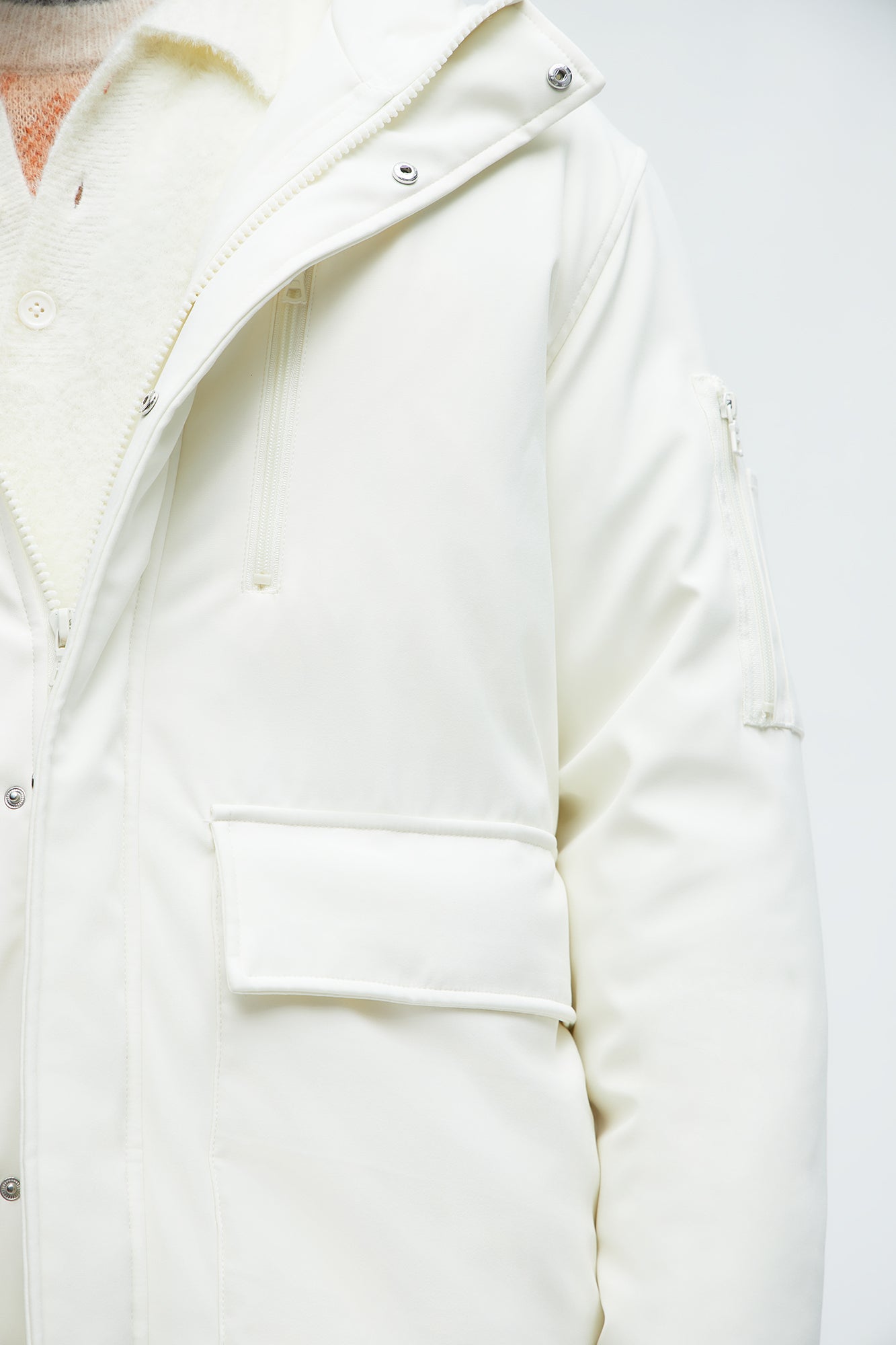 Better Days Padded Hooded Long Coat - Off White - Image 3